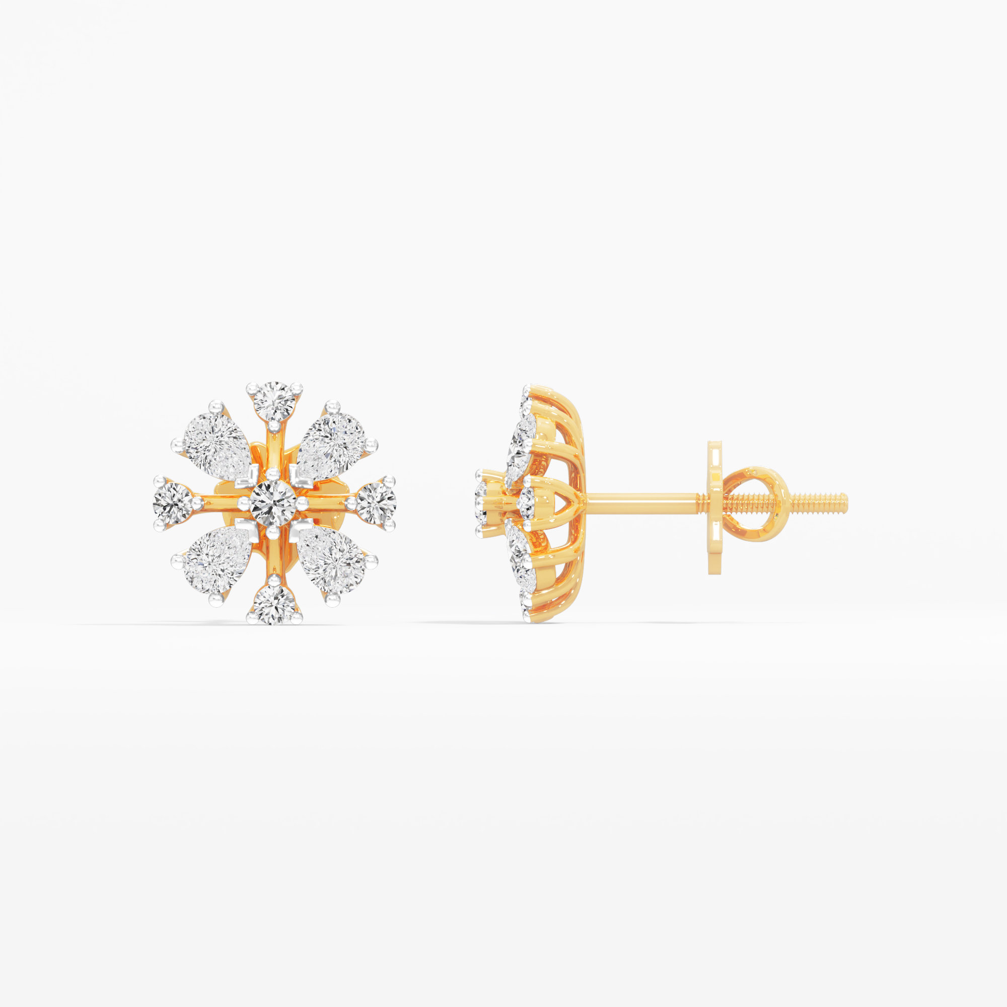 Mystic Snow Stud Earrings in 9KT Yellow Gold (Diamond Quality: FG-VVS VS)