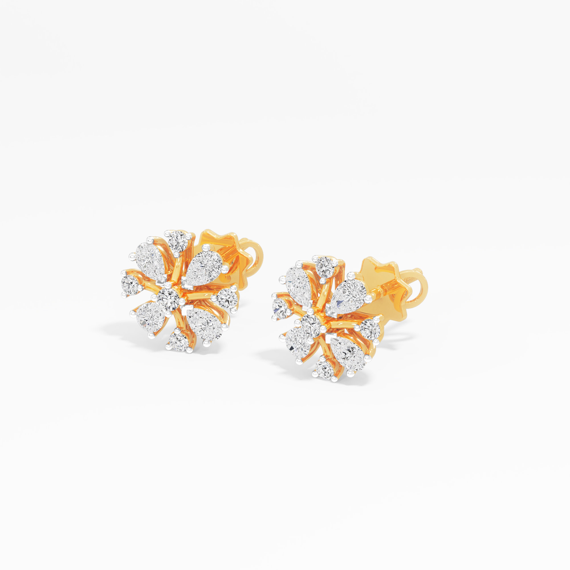 Mystic Snow Stud Earrings in 9KT Yellow Gold (Diamond Quality: FG-VVS VS)