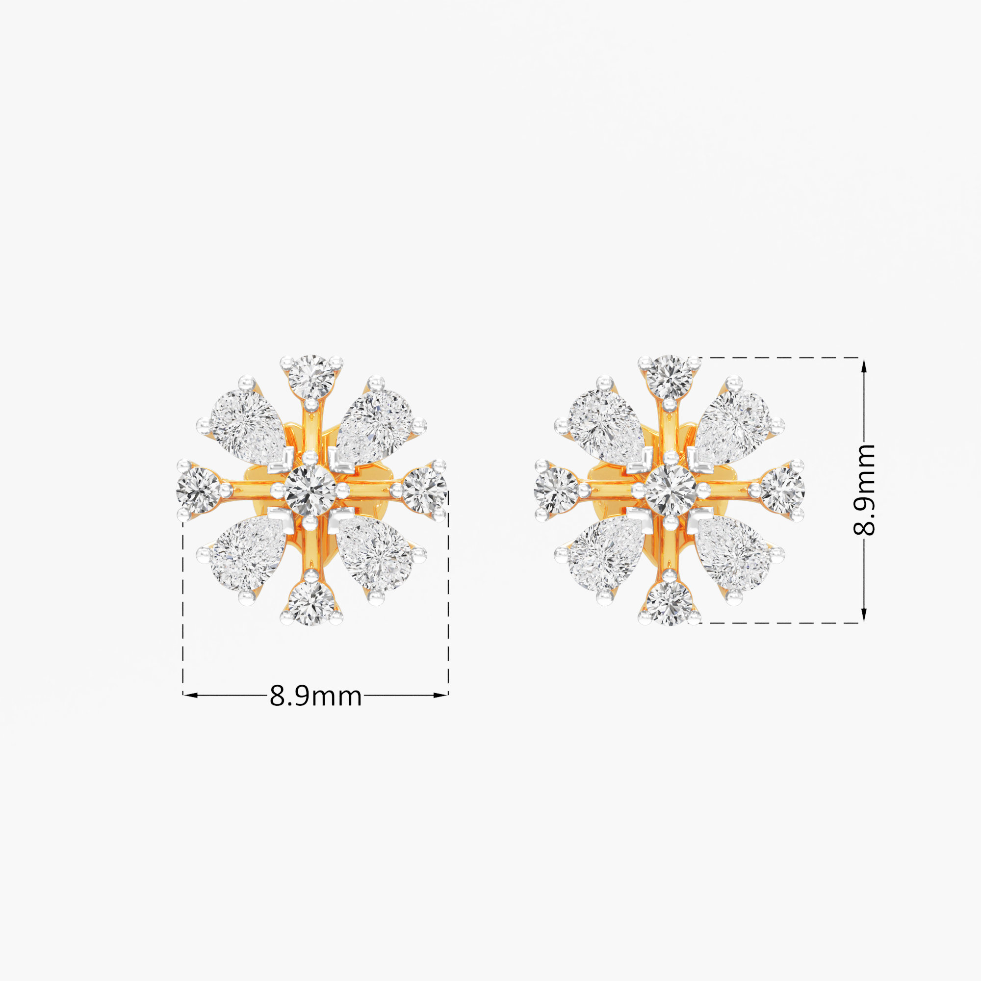 Mystic Snow Stud Earrings in 9KT Yellow Gold (Diamond Quality: FG-VVS VS)