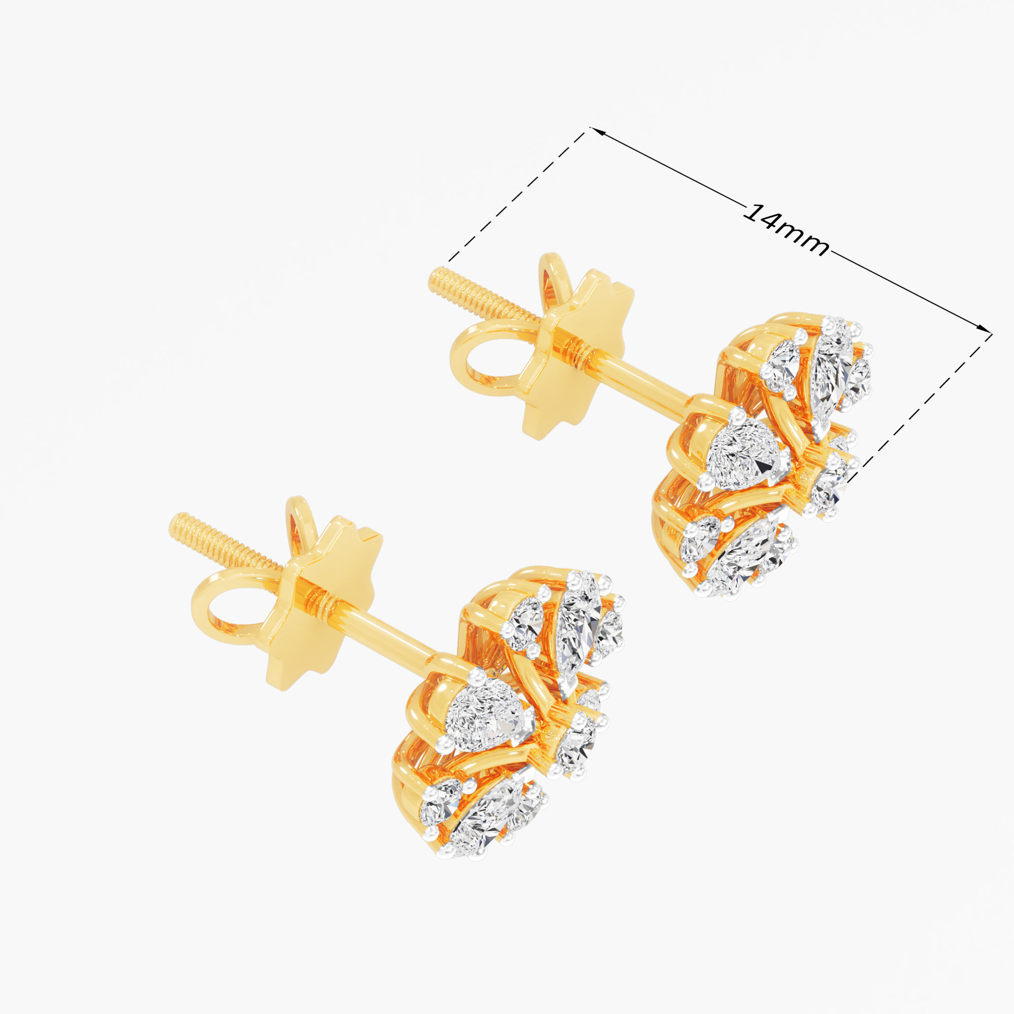 Mystic Snow Stud Earrings in 9KT Yellow Gold (Diamond Quality: FG-VVS VS)