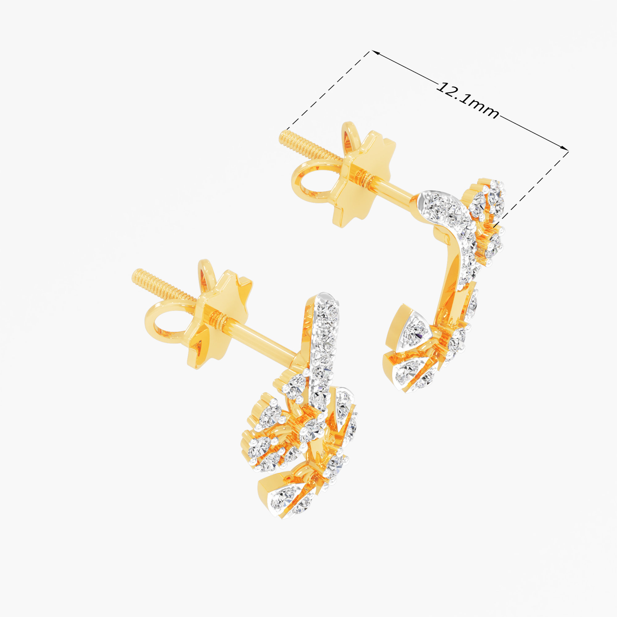 Willow Spray Stud Earrings in 9KT Yellow Gold (Diamond Quality: EF-VVS)