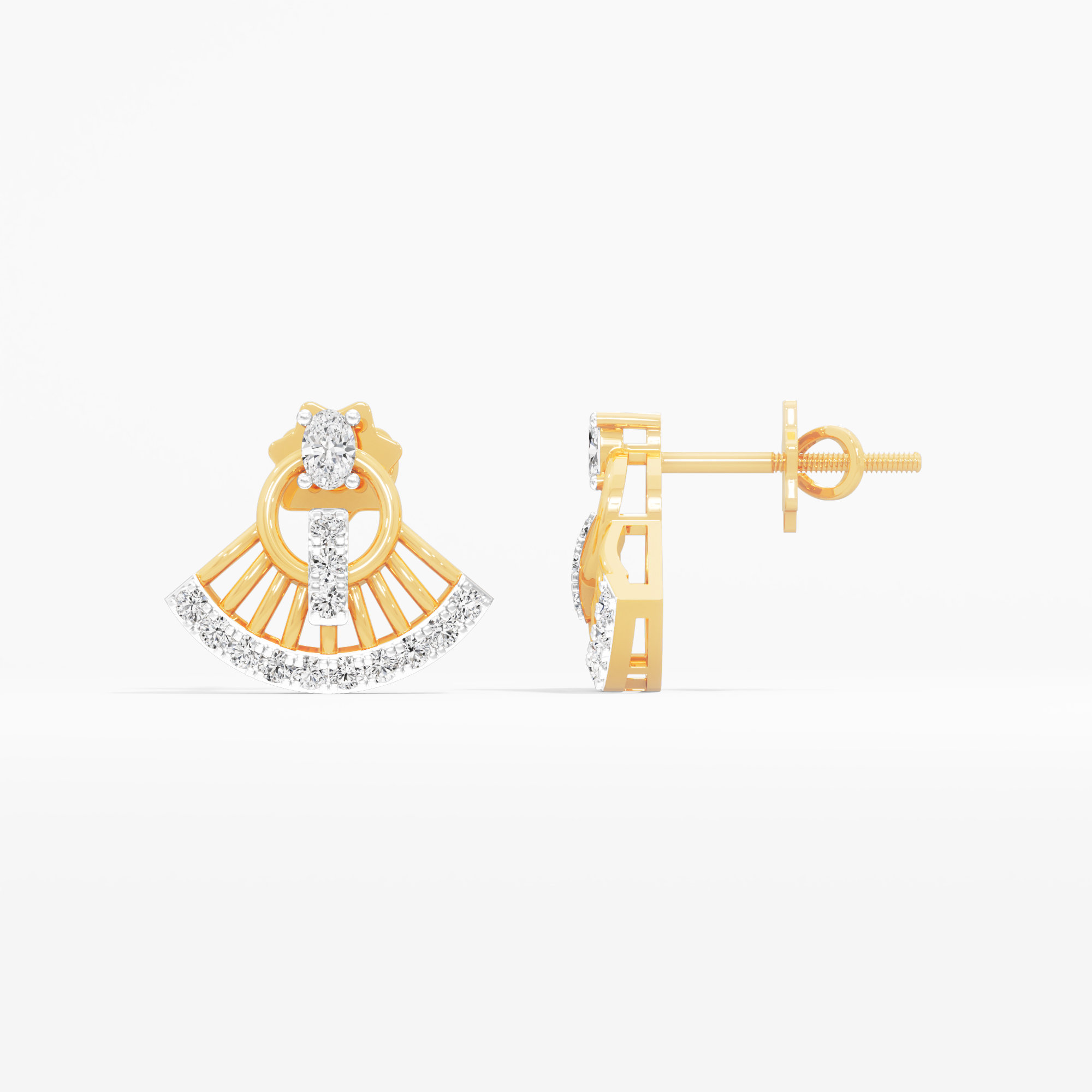 Sunray Wheel Stud Earrings in 9KT Yellow Gold (Diamond Quality: FG-VVS VS)