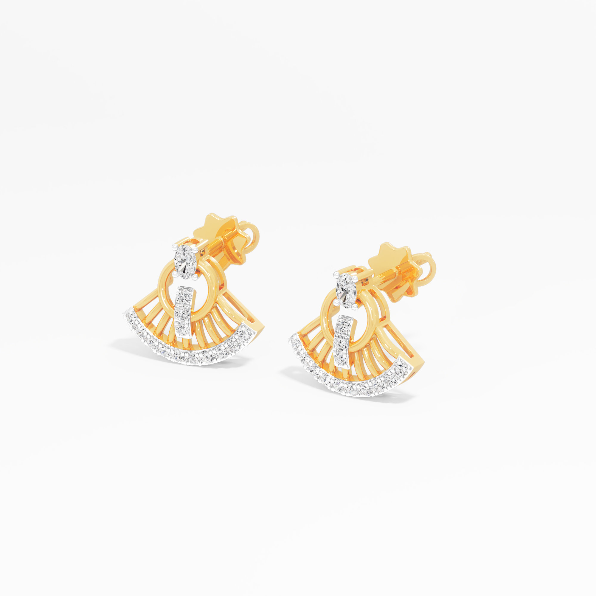 Sunray Wheel Stud Earrings in 9KT Yellow Gold (Diamond Quality: FG-VVS VS)