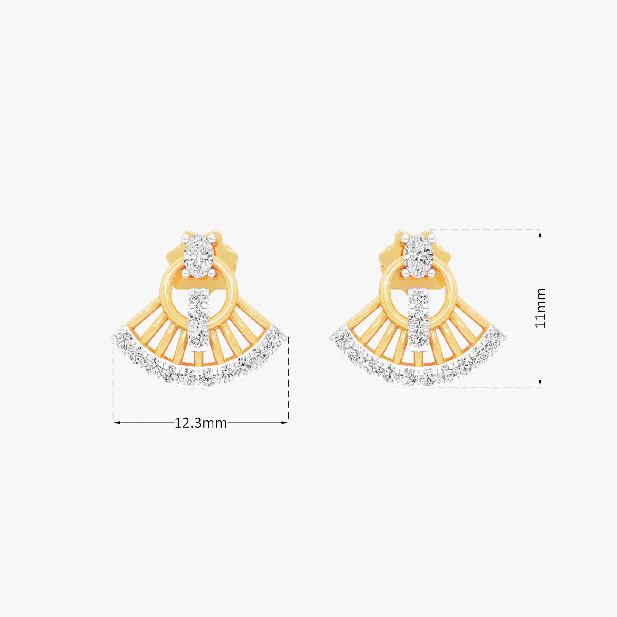 Sunray Wheel Stud Earrings in 9KT Yellow Gold (Diamond Quality: FG-VVS VS)