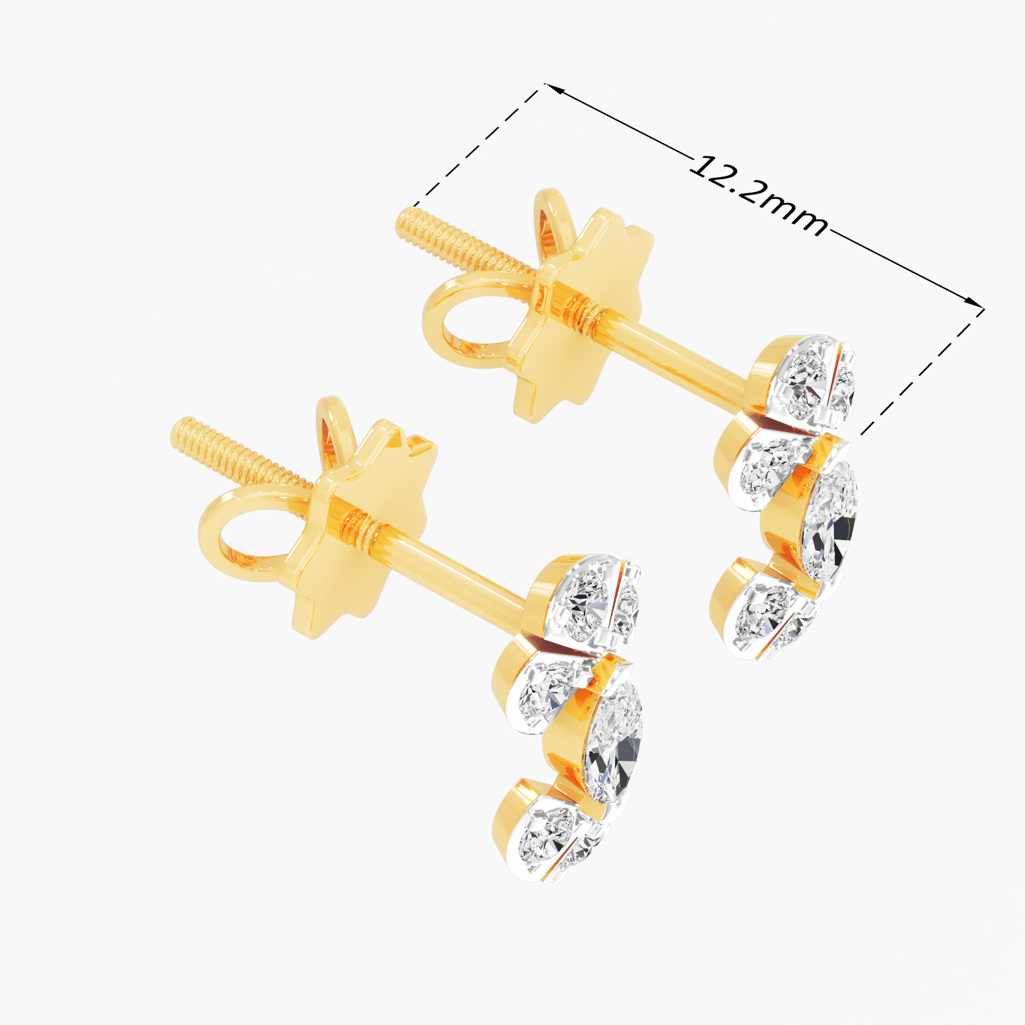 Clover Blossom Stud Earrings in 9KT Yellow Gold (Diamond Quality: FG-VVS VS)