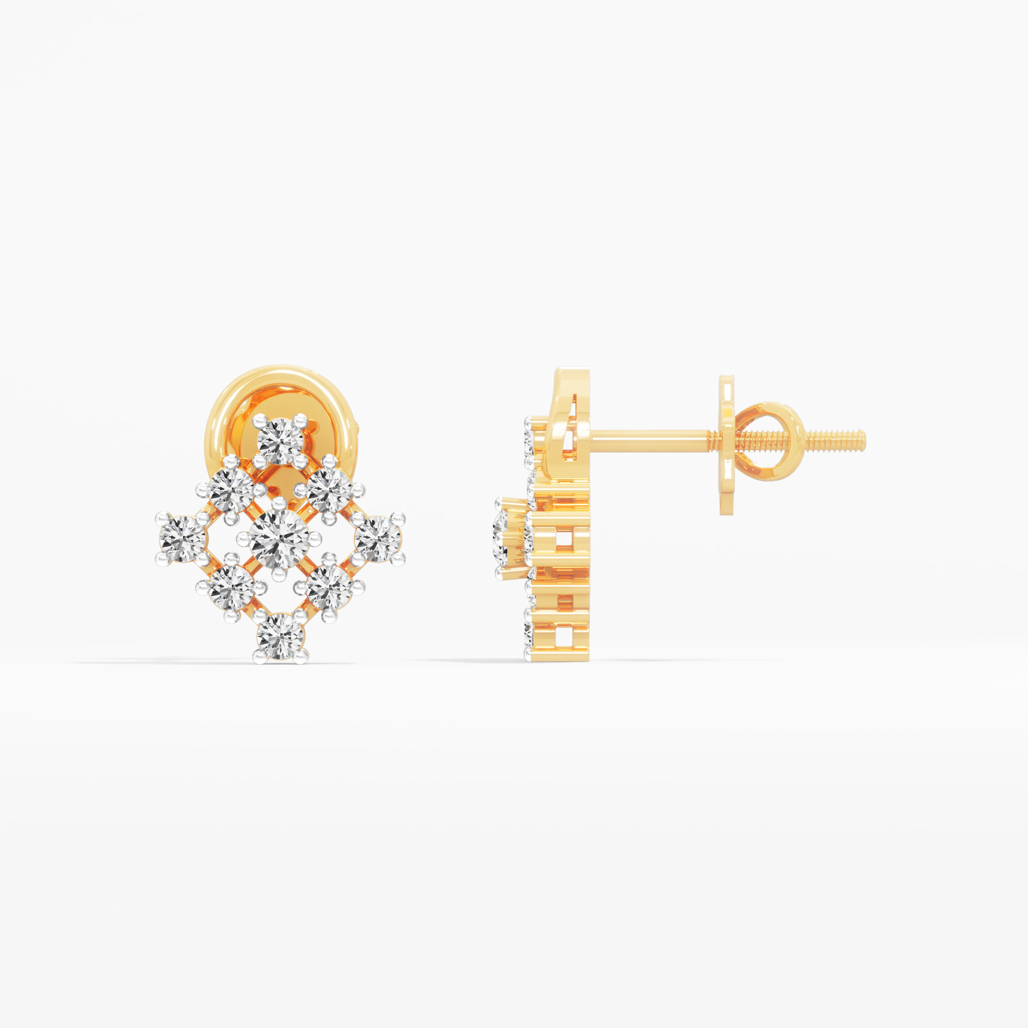 Woven Halo Stud Earrings in 9KT Yellow Gold (Diamond Quality: EF-VVS VS)