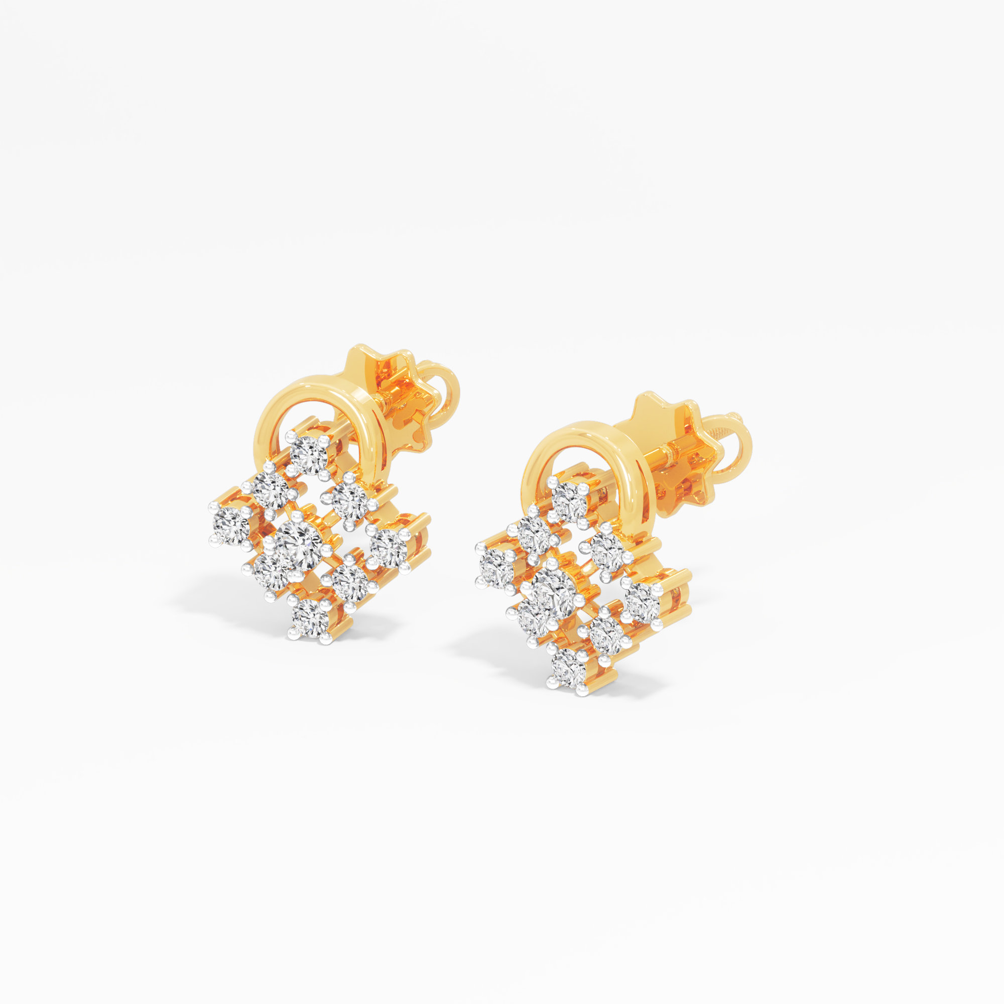 Woven Halo Stud Earrings in 9KT Yellow Gold (Diamond Quality: EF-VVS VS)