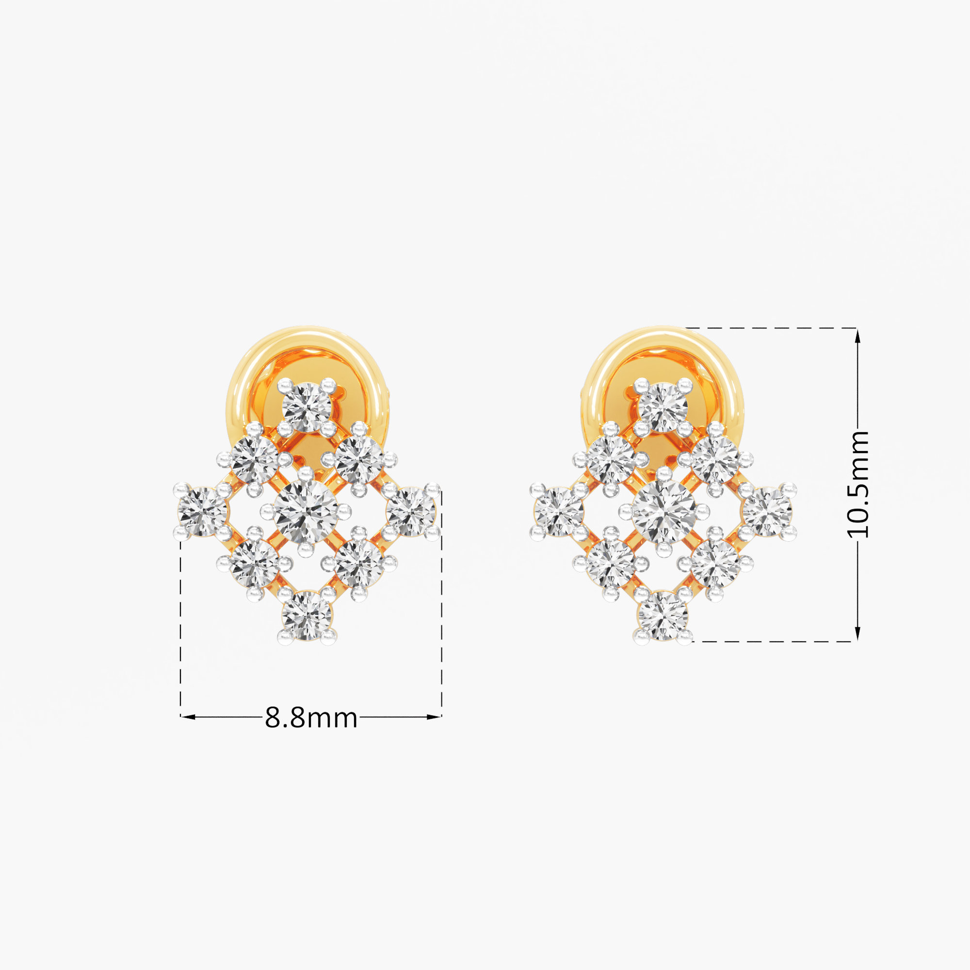 Woven Halo Stud Earrings in 9KT Yellow Gold (Diamond Quality: EF-VVS VS)