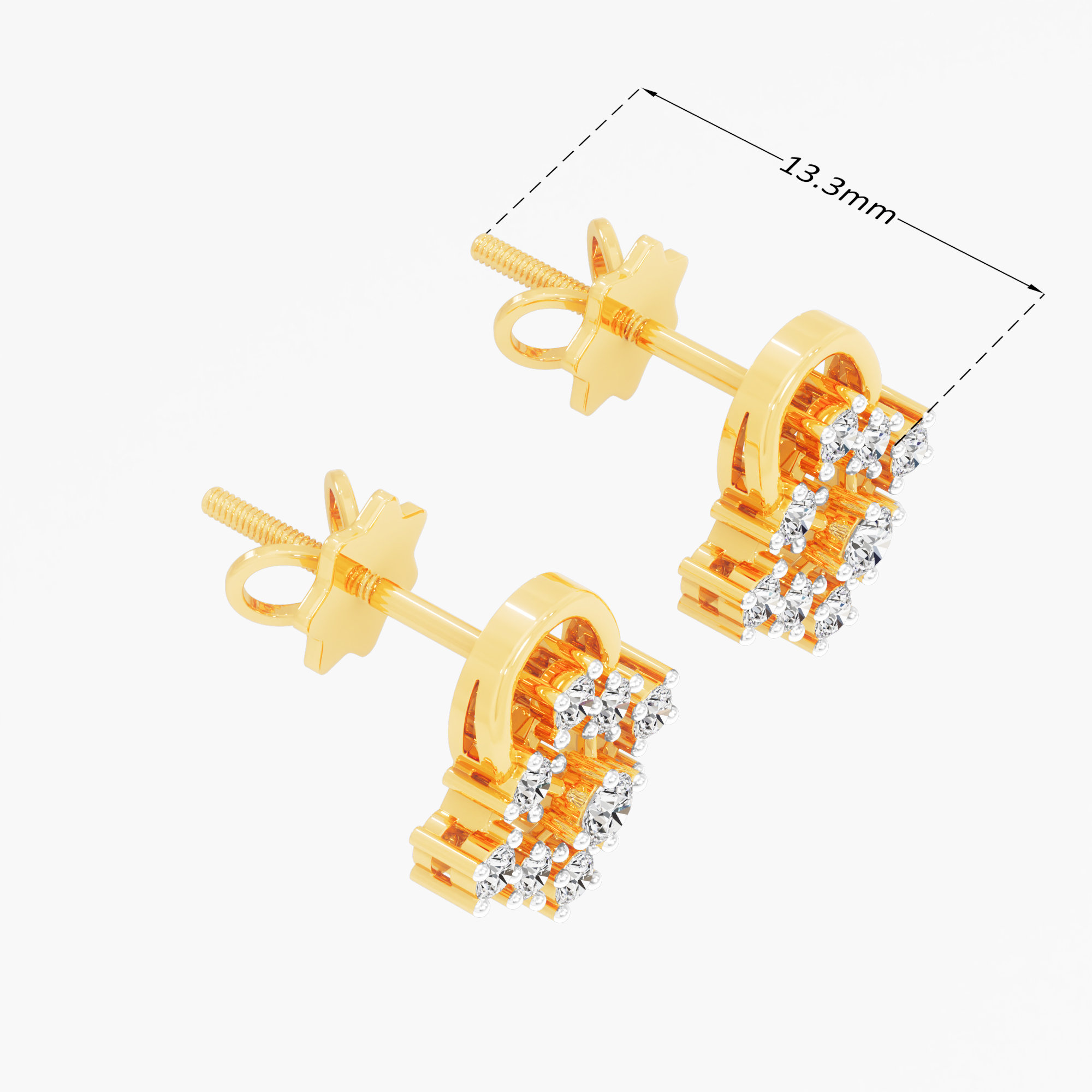 Woven Halo Stud Earrings in 9KT Yellow Gold (Diamond Quality: EF-VVS VS)