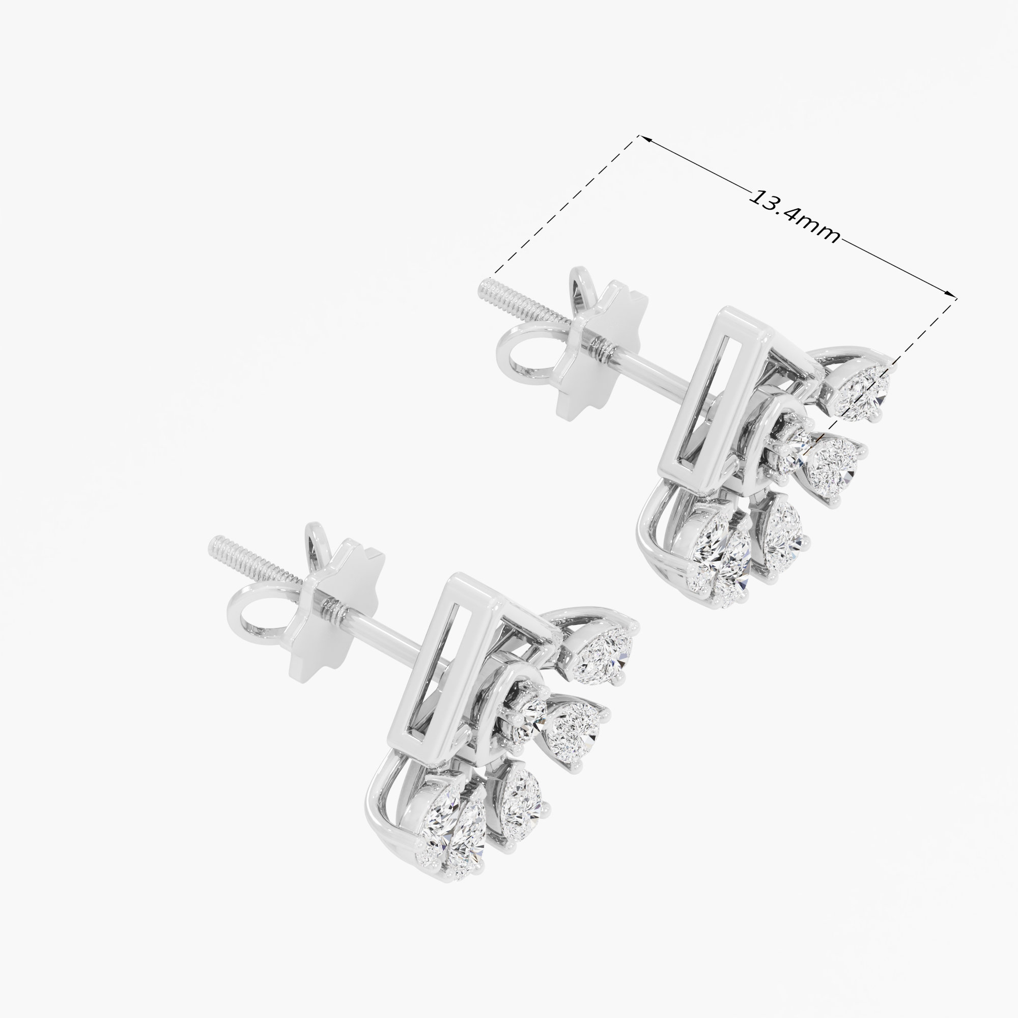 Triangle Flare Stud Earrings in 9KT White Gold (Diamond Quality: FG-VVS VS)