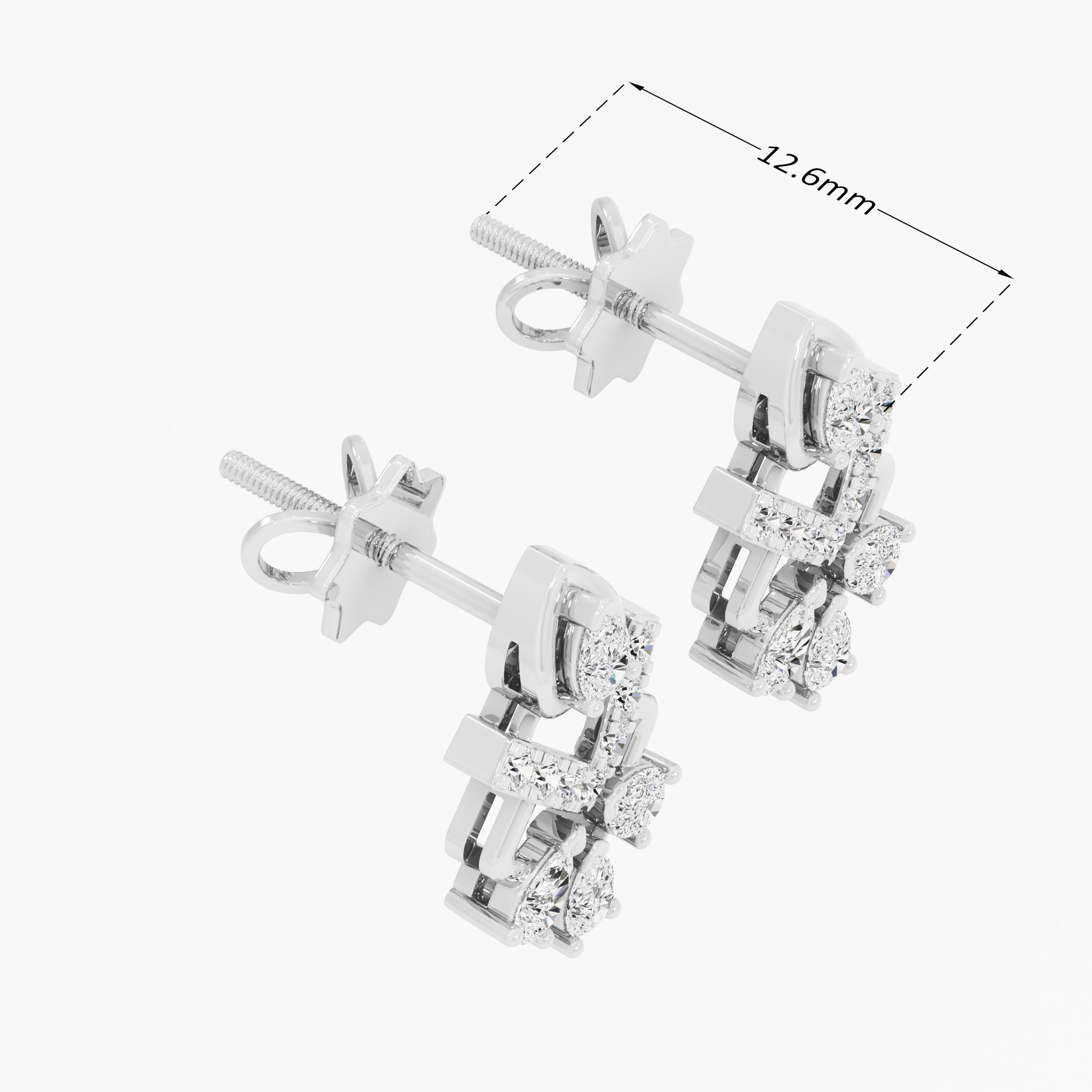 Chevron Trio Stud Earrings in 9KT White Gold (Diamond Quality: FG-VVS VS)