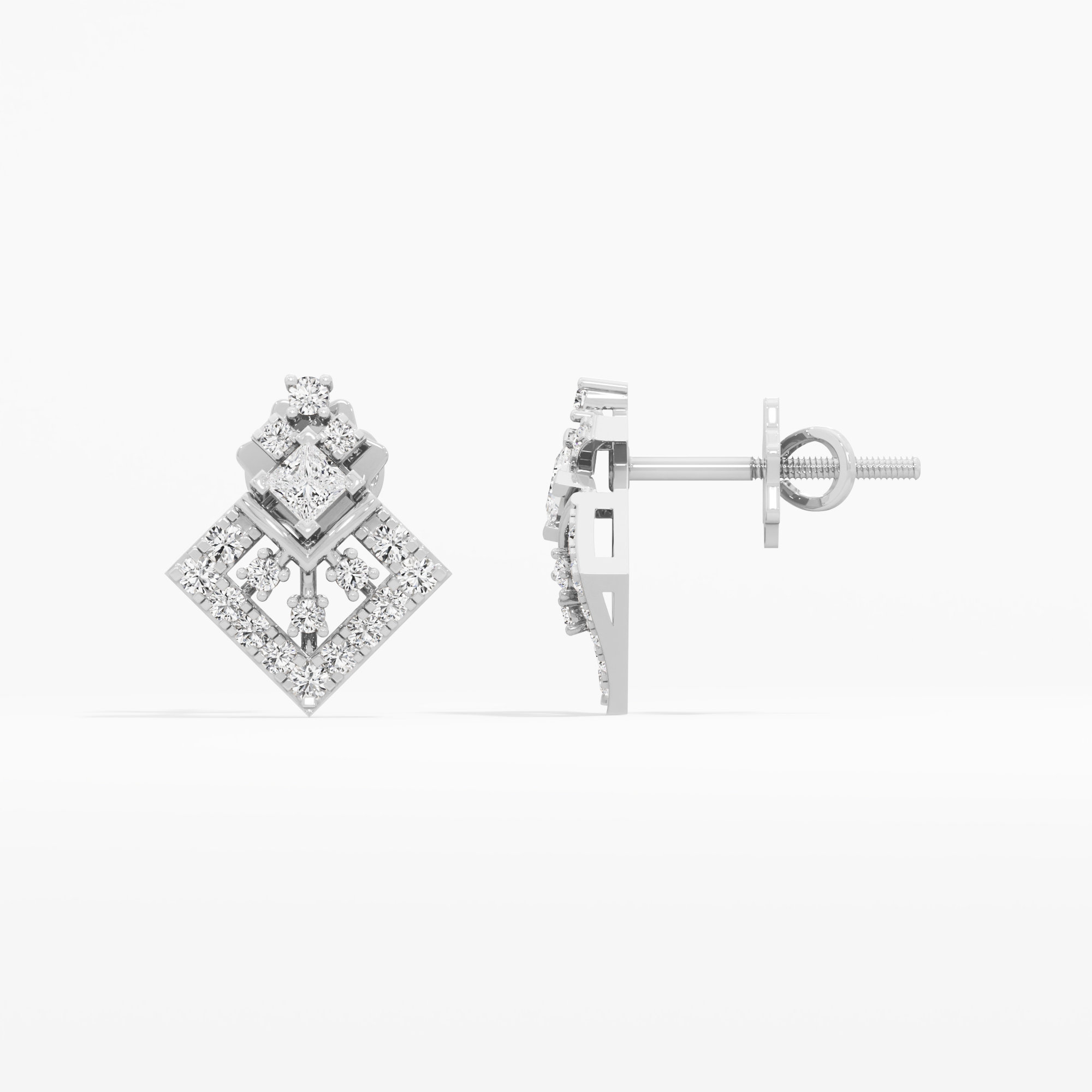 Vertex Kite Stud Earrings in 9KT White Gold (Diamond Quality: FG-VVS VS)