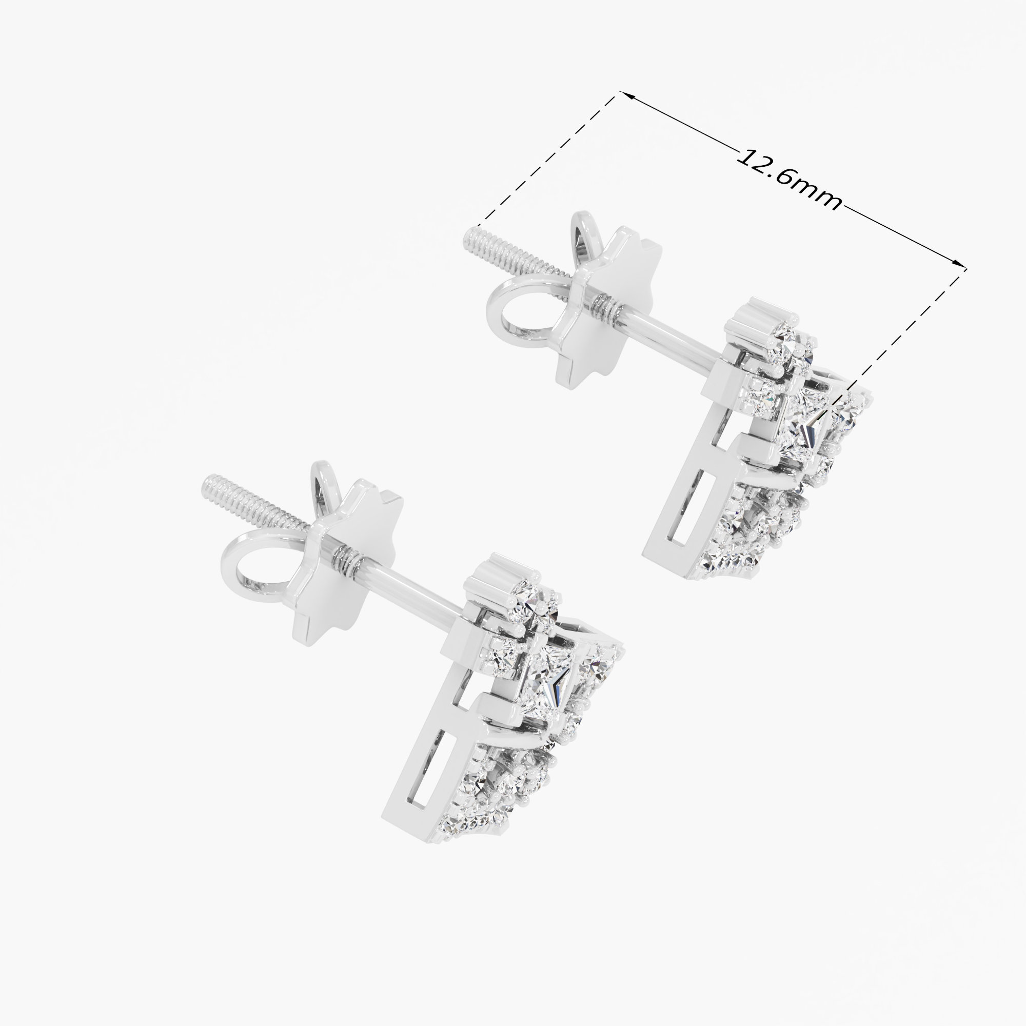 Vertex Kite Stud Earrings in 9KT White Gold (Diamond Quality: FG-VVS VS)
