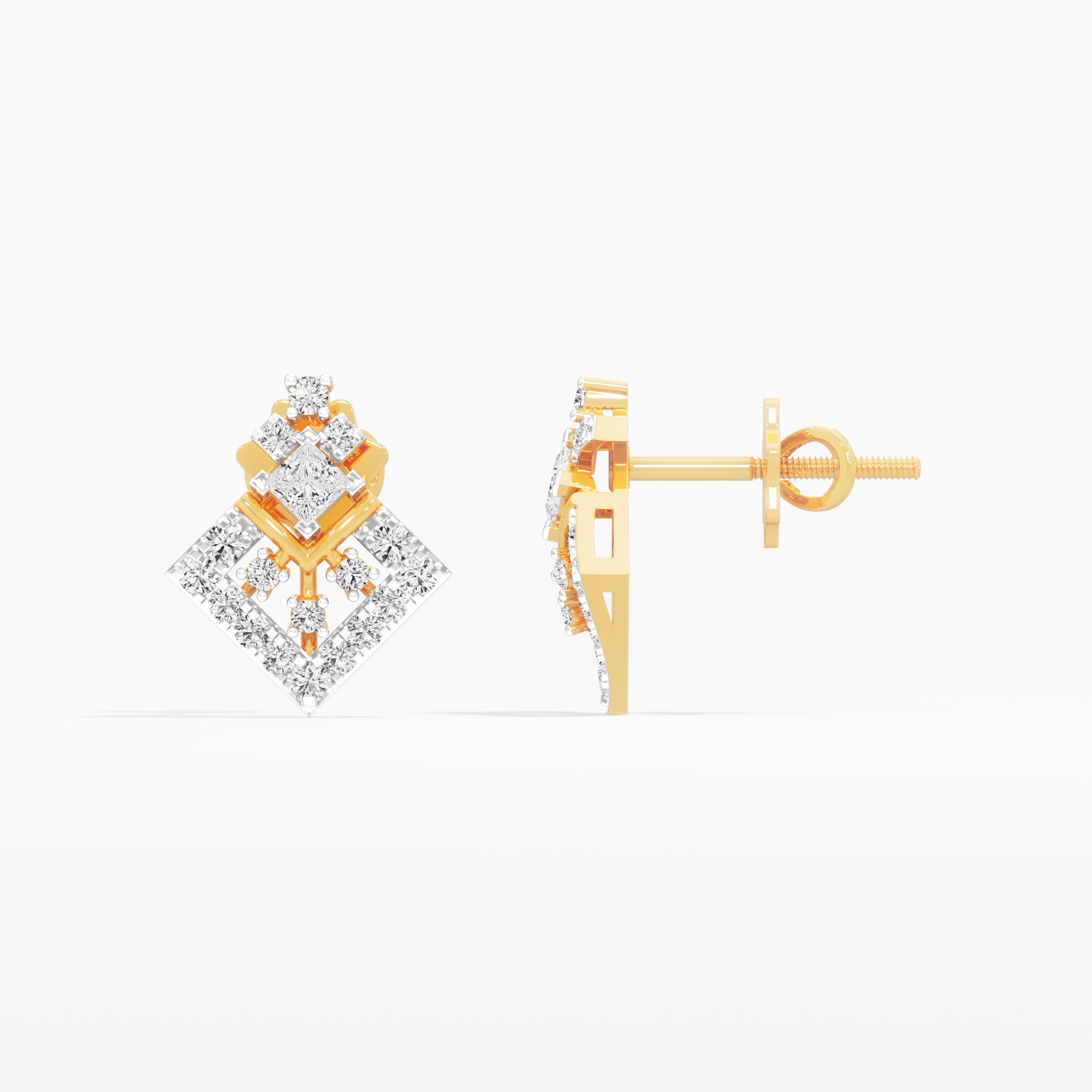Vertex Kite Stud Earrings in 9KT Yellow Gold (Diamond Quality: FG-VVS VS)