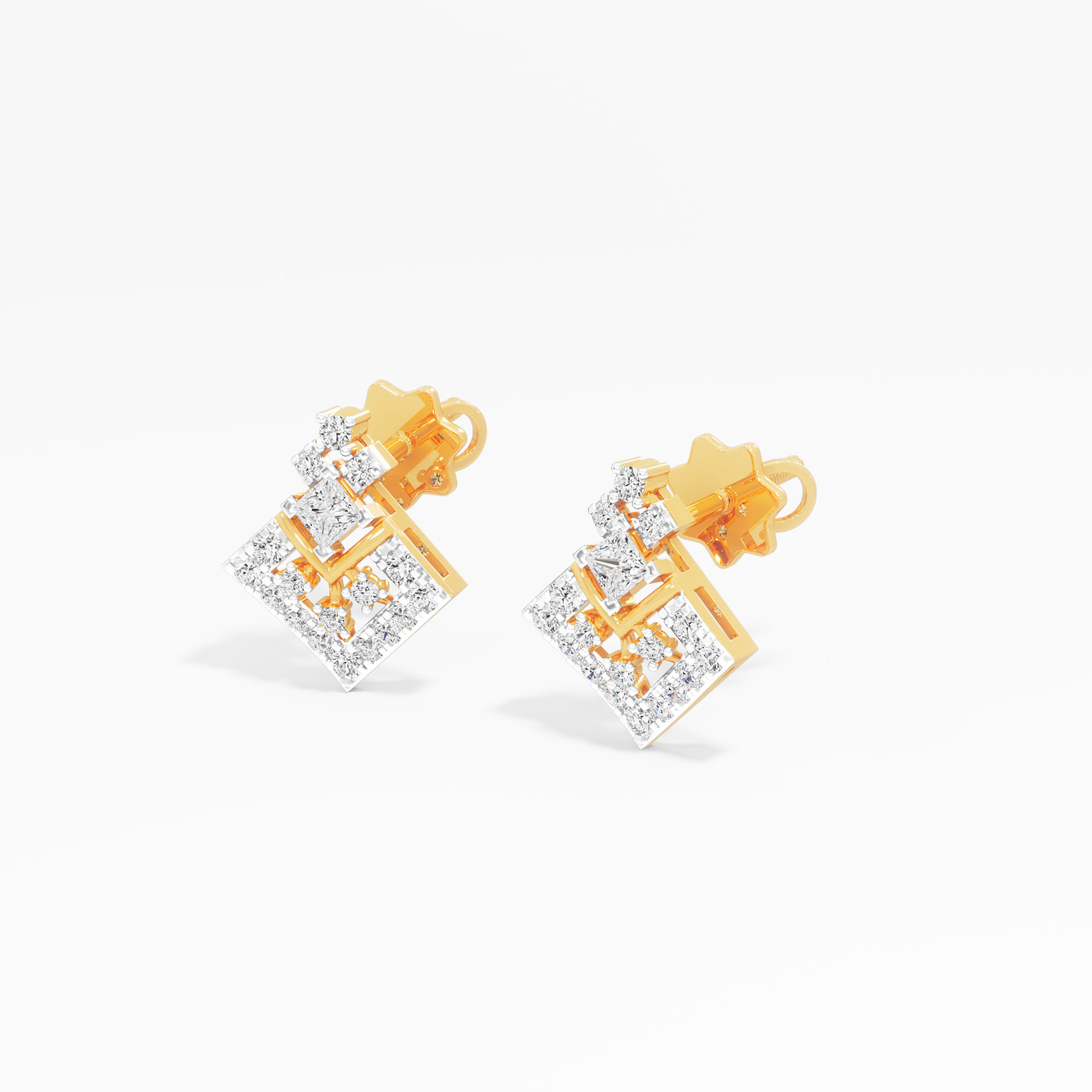 Vertex Kite Stud Earrings in 9KT Yellow Gold (Diamond Quality: FG-VVS VS)