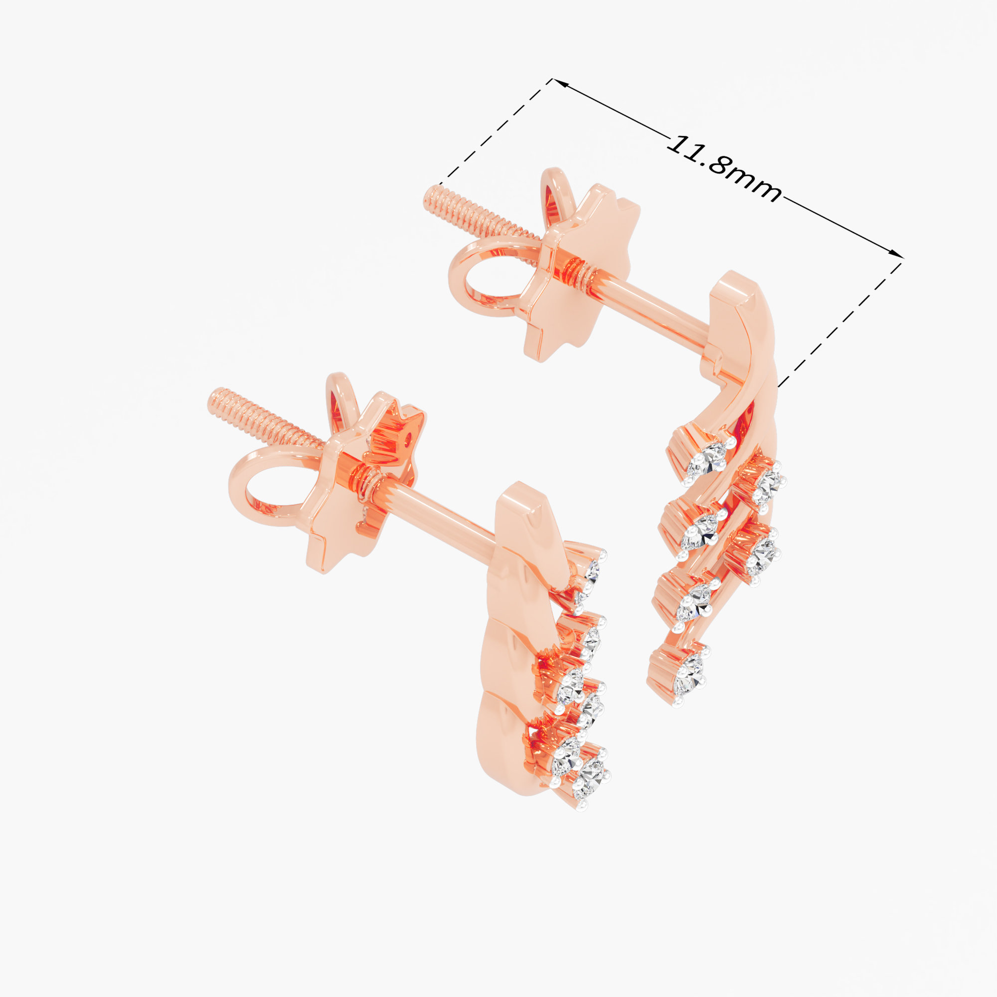 Spiral Vine Stud Earrings in 9KT Rose Gold (Diamond Quality: FG-VVS VS)
