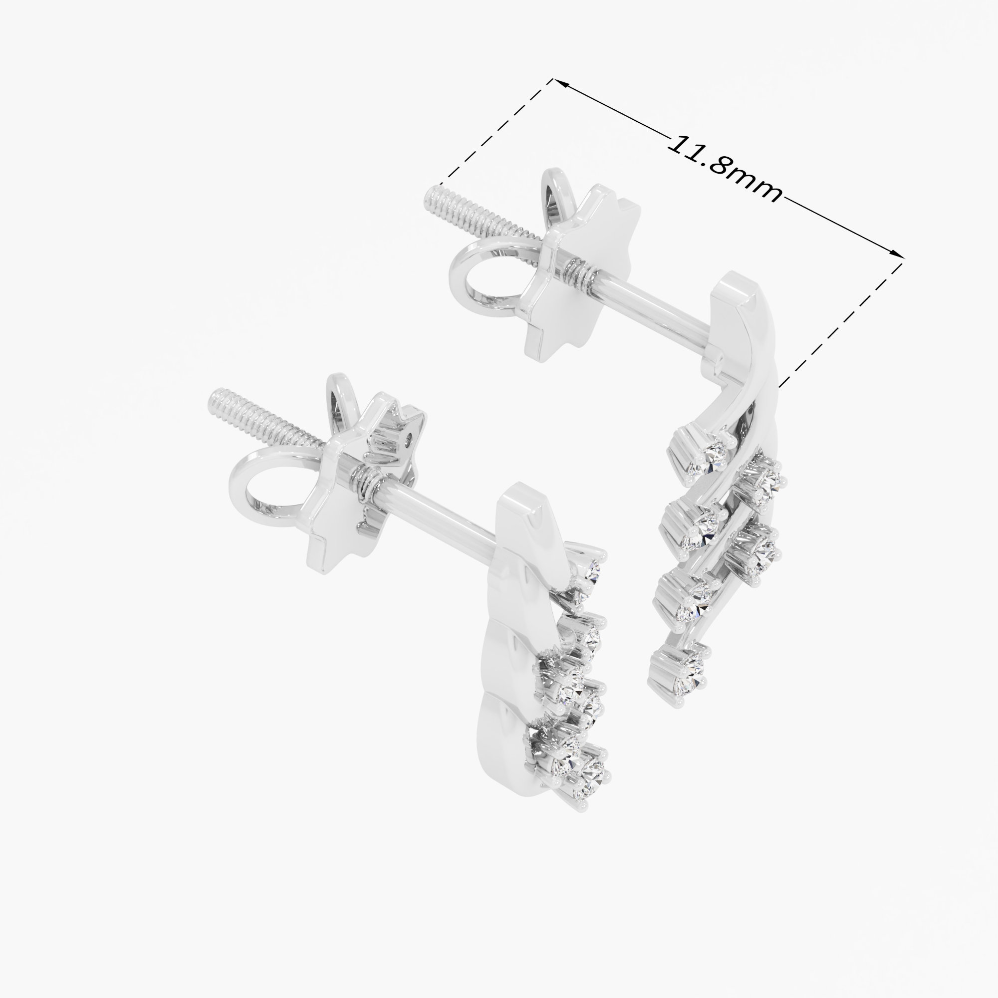 Spiral Vine Stud Earrings in 9KT White Gold (Diamond Quality: FG-VVS VS)