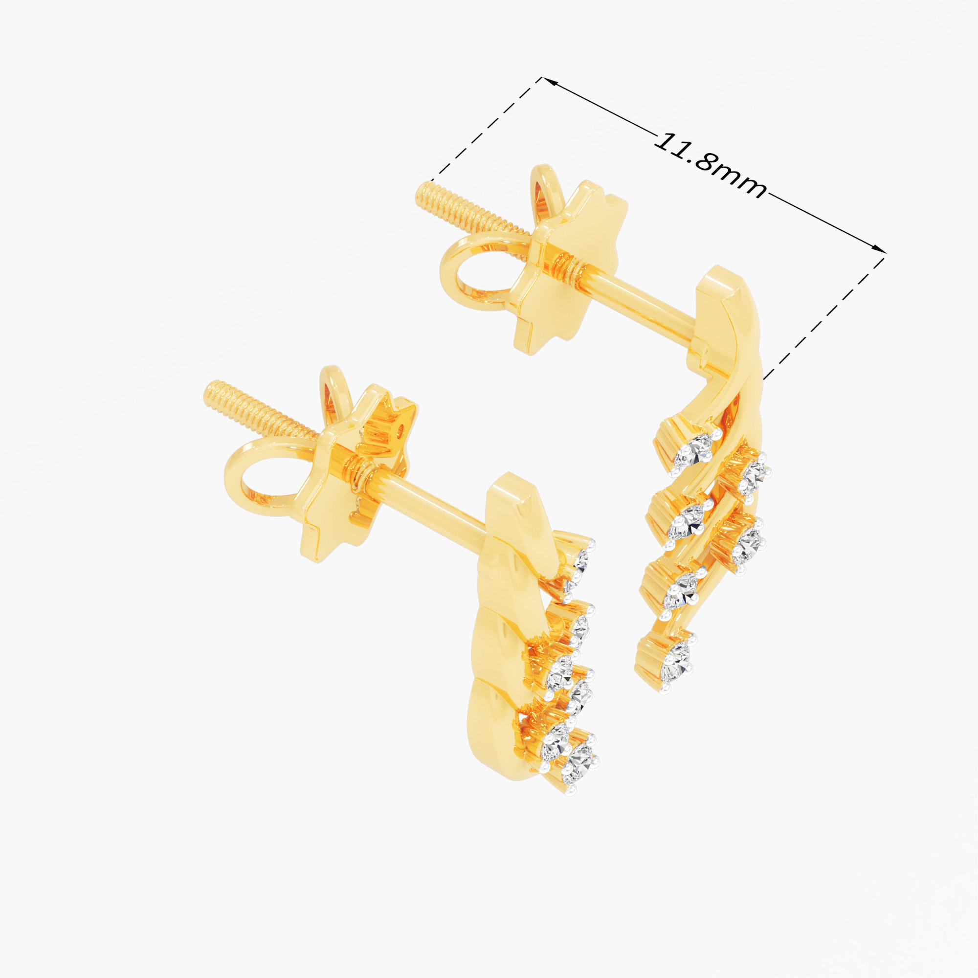 Spiral Vine Stud Earrings in 9KT Yellow Gold (Diamond Quality: FG-VVS VS)