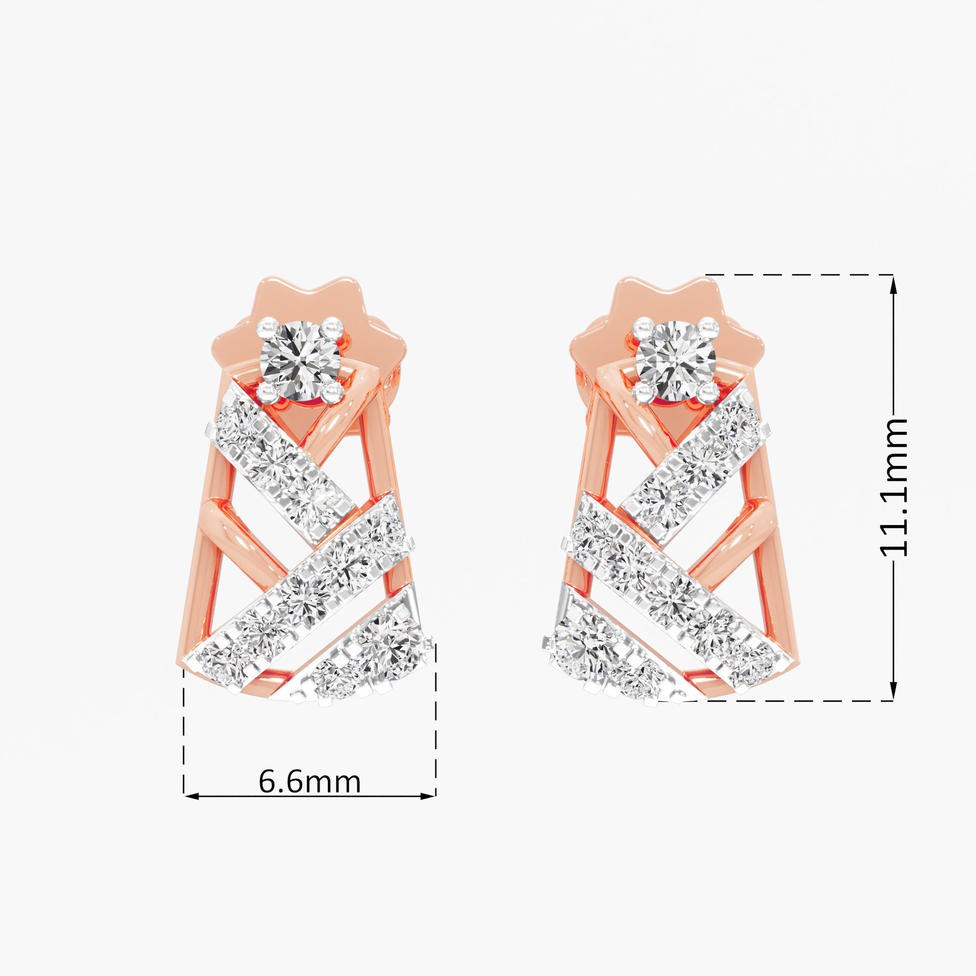 Crossweave Hoop Stud Earrings in 9KT Rose Gold (Diamond Quality: FG-VVS VS)