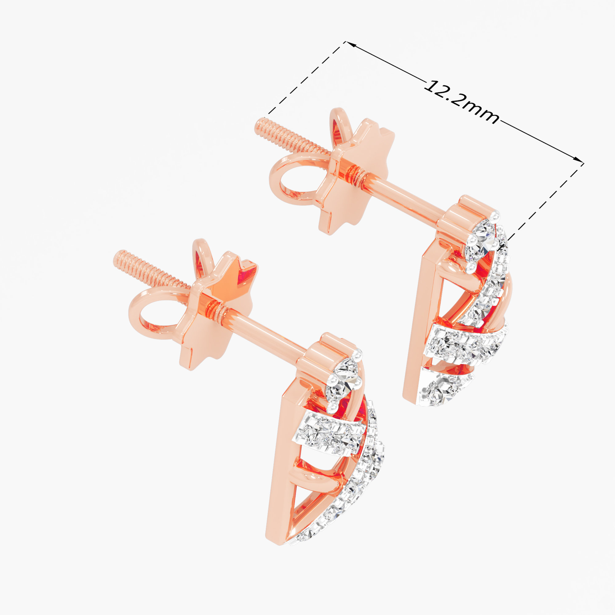 Crossweave Hoop Stud Earrings in 9KT Rose Gold (Diamond Quality: FG-VVS VS)