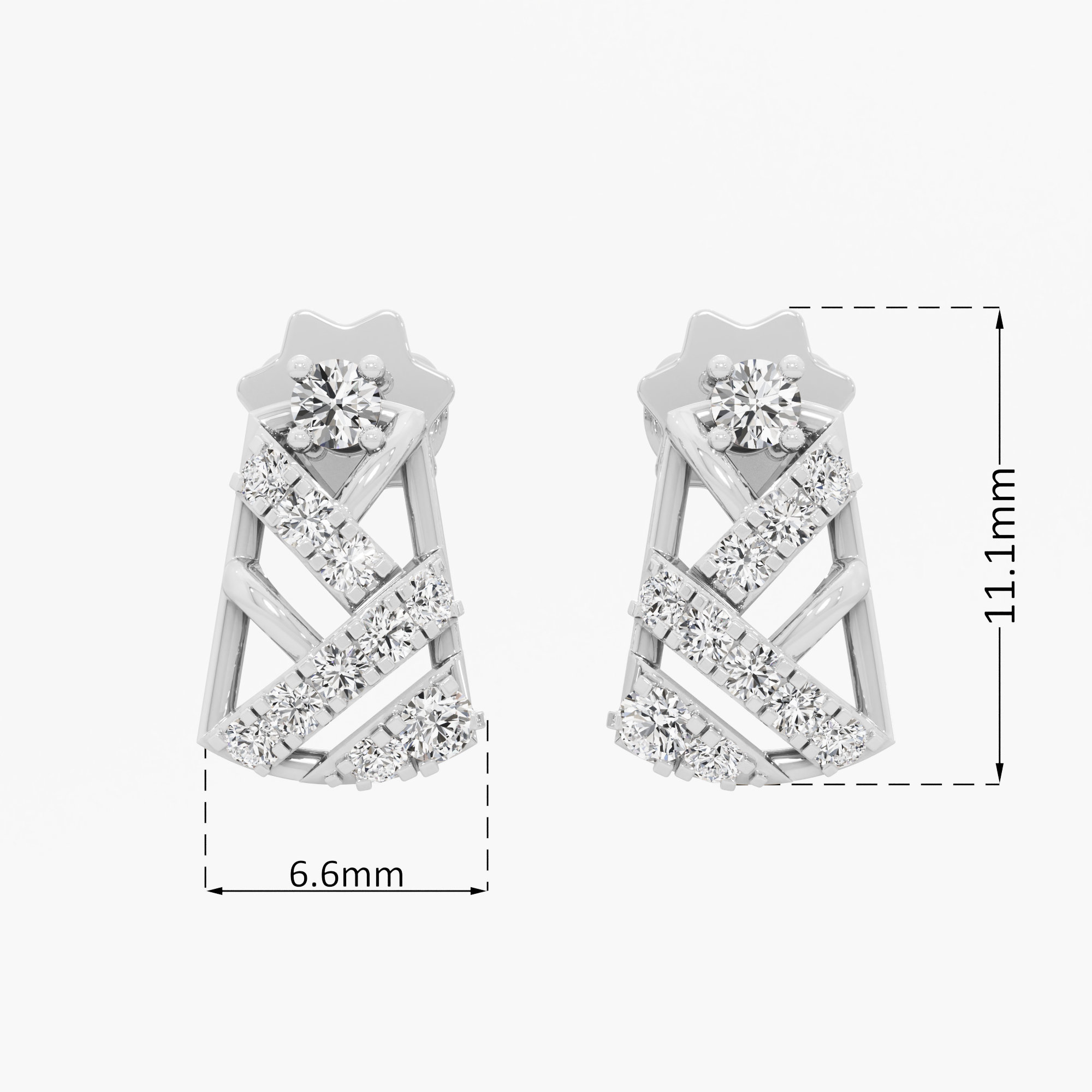 Crossweave Hoop Stud Earrings in 9KT White Gold (Diamond Quality: FG-VVS VS)