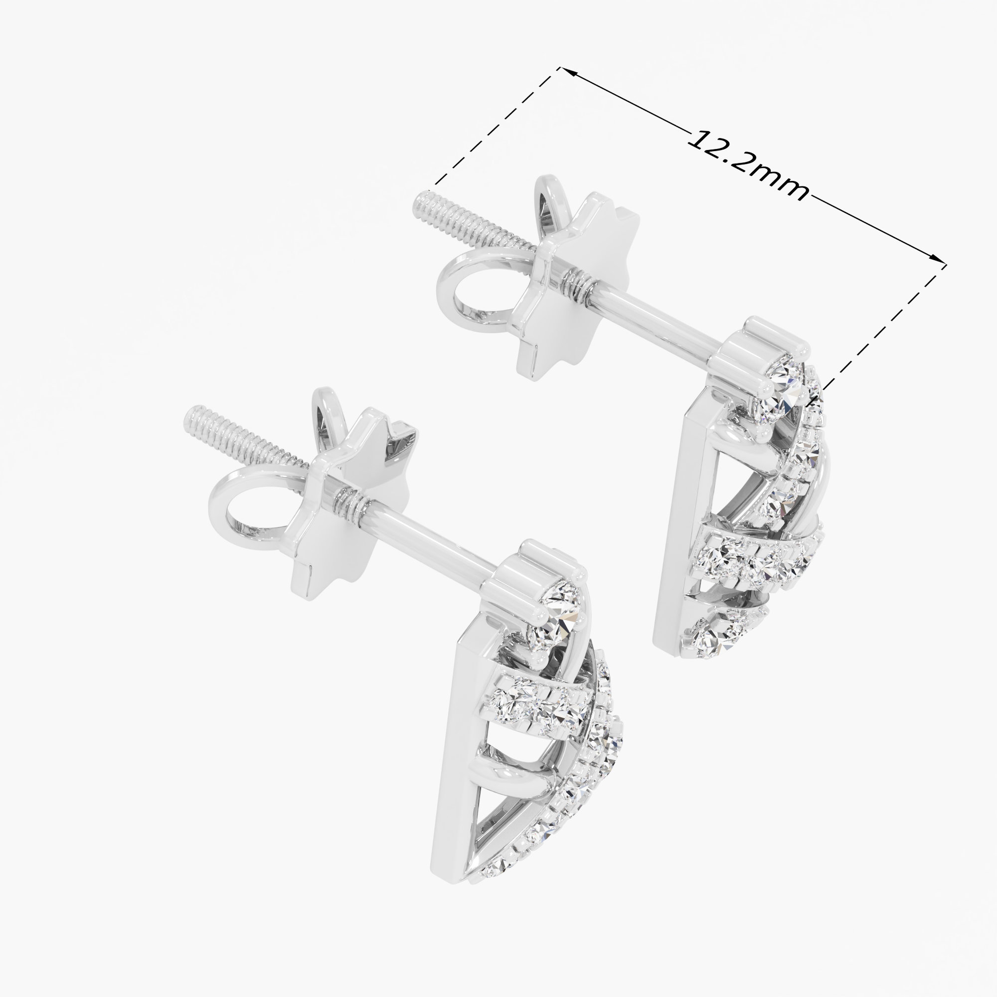 Crossweave Hoop Stud Earrings in 9KT White Gold (Diamond Quality: FG-VVS VS)