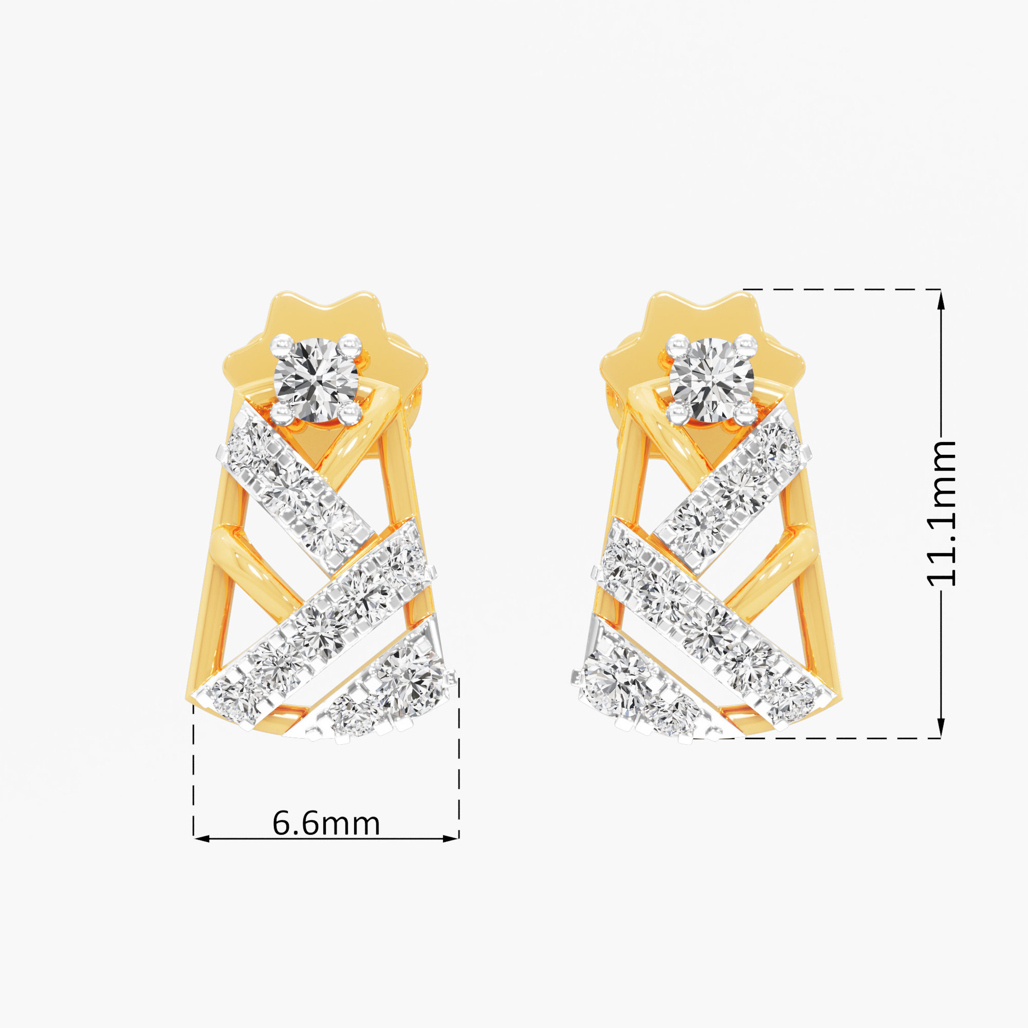 Crossweave Hoop Stud Earrings in 9KT Yellow Gold (Diamond Quality: FG-VVS VS)