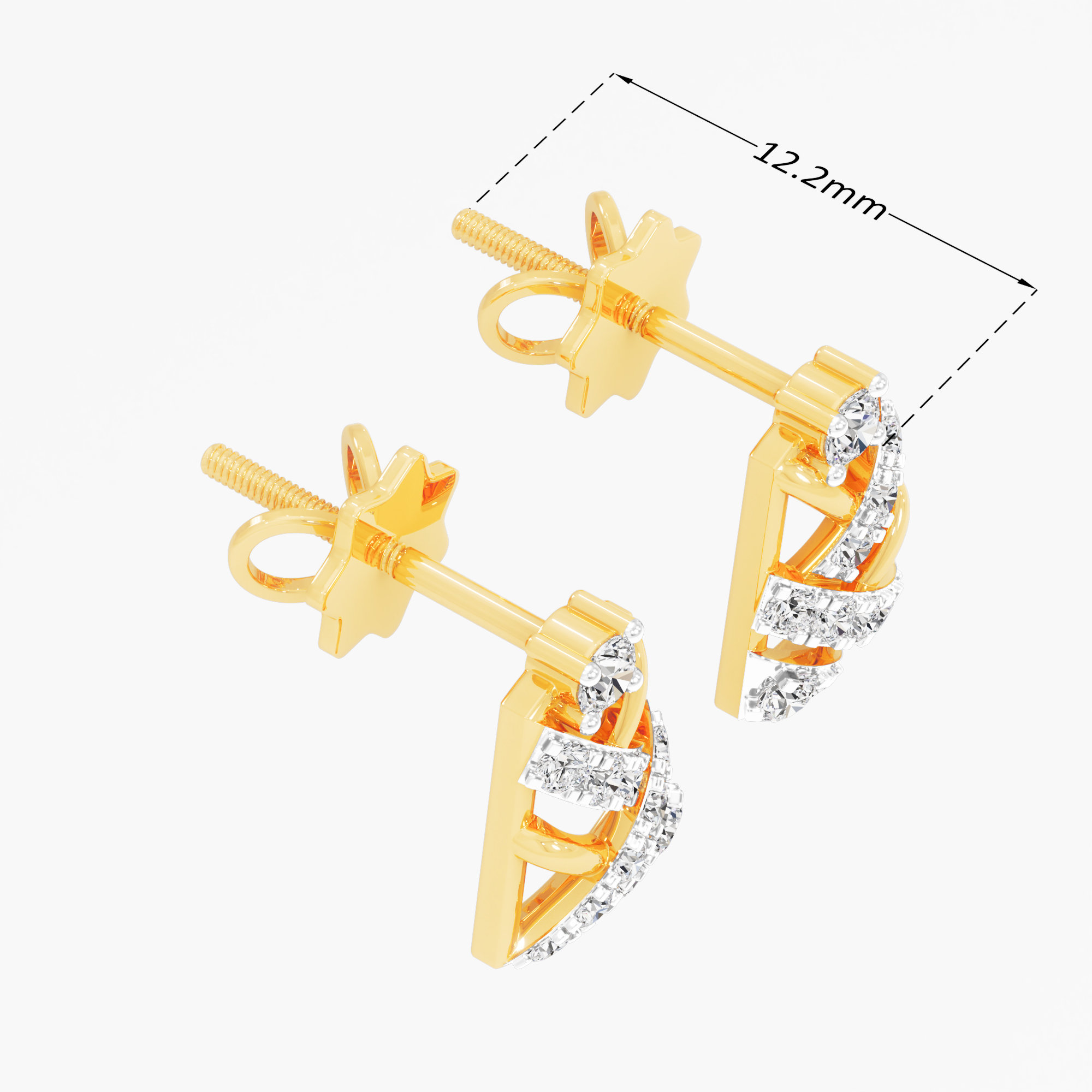 Crossweave Hoop Stud Earrings in 9KT Yellow Gold (Diamond Quality: FG-VVS VS)