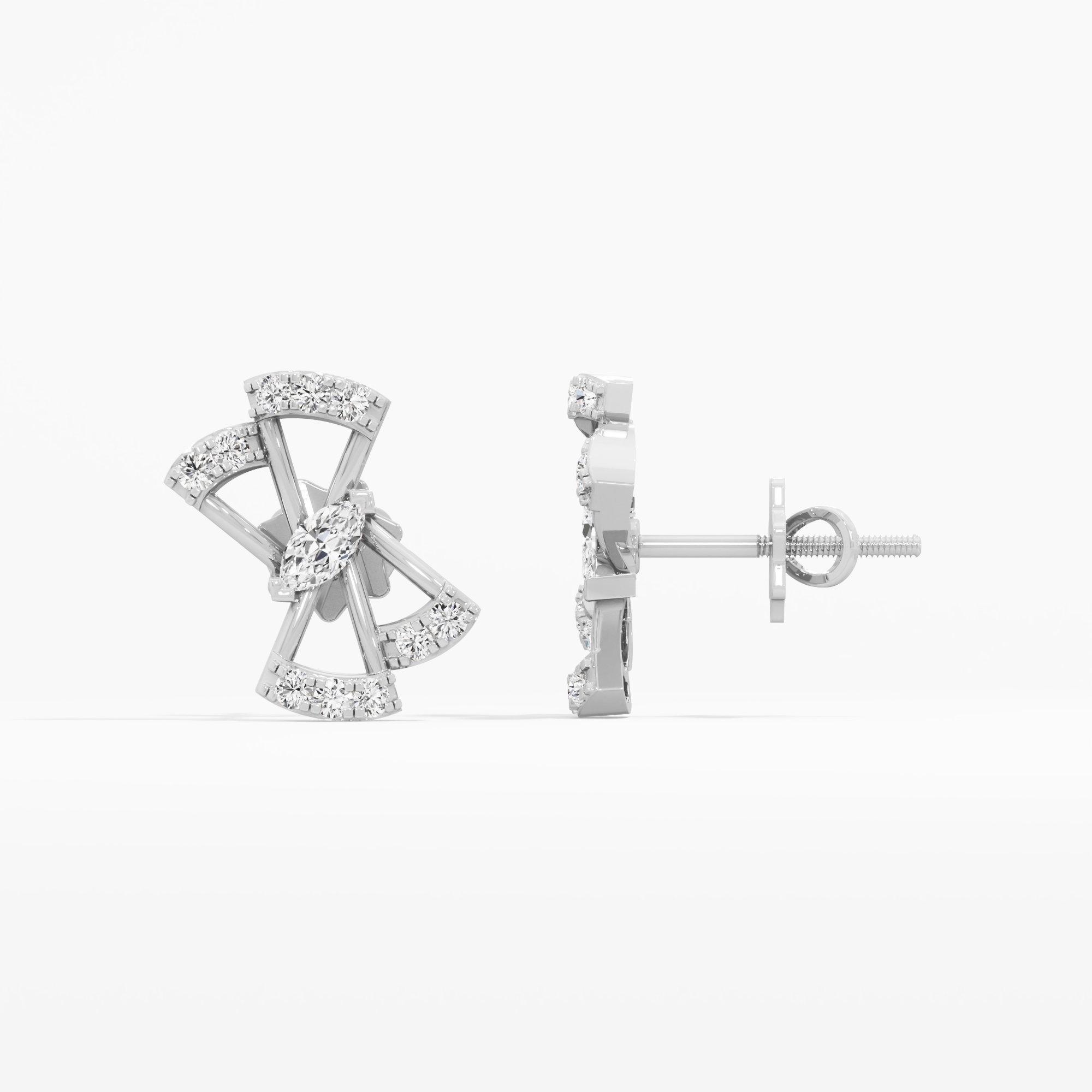Pinwheel Marquise Stud Earrings in 9KT White Gold (Diamond Quality: FG-VVS VS)