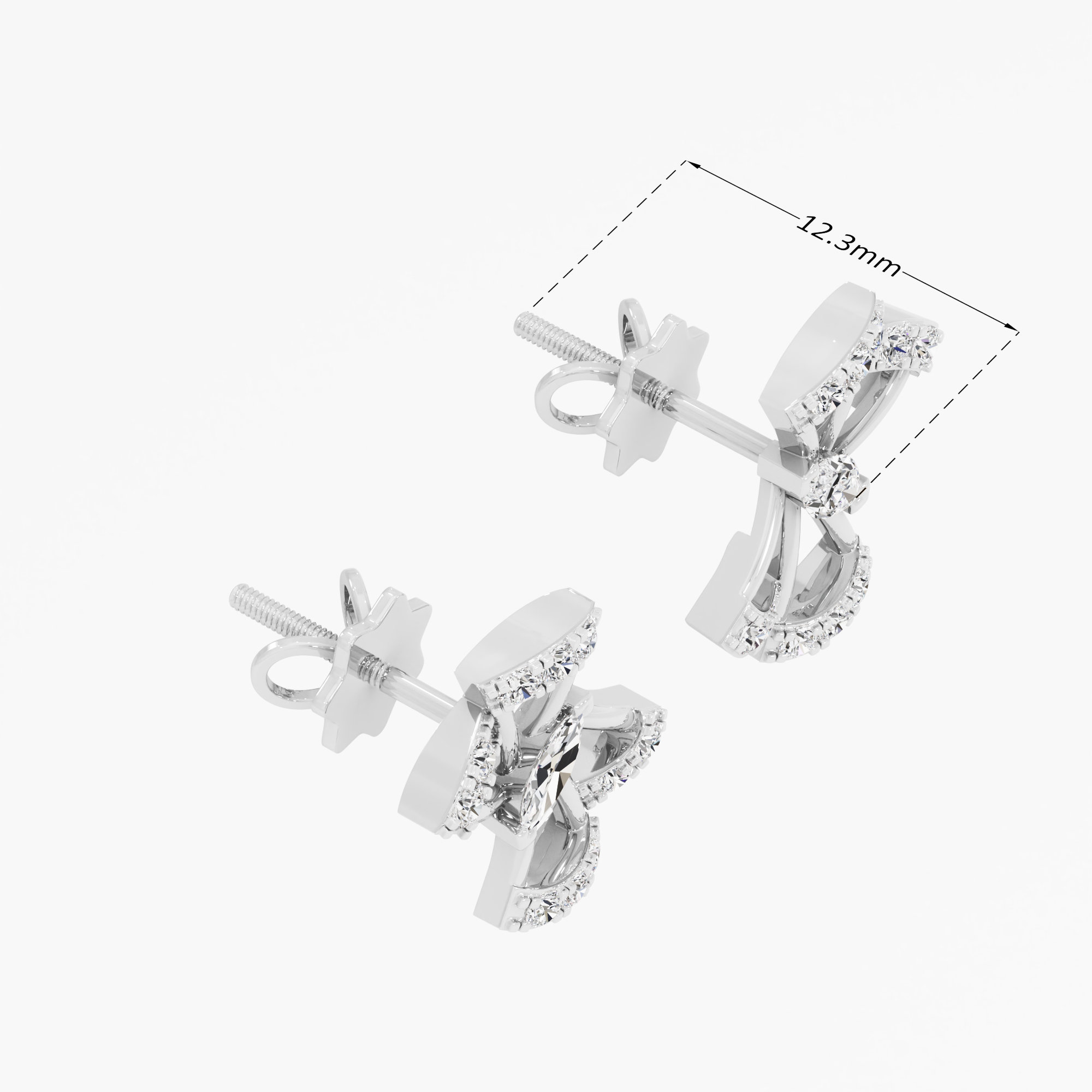 Pinwheel Marquise Stud Earrings in 9KT White Gold (Diamond Quality: FG-VVS VS)