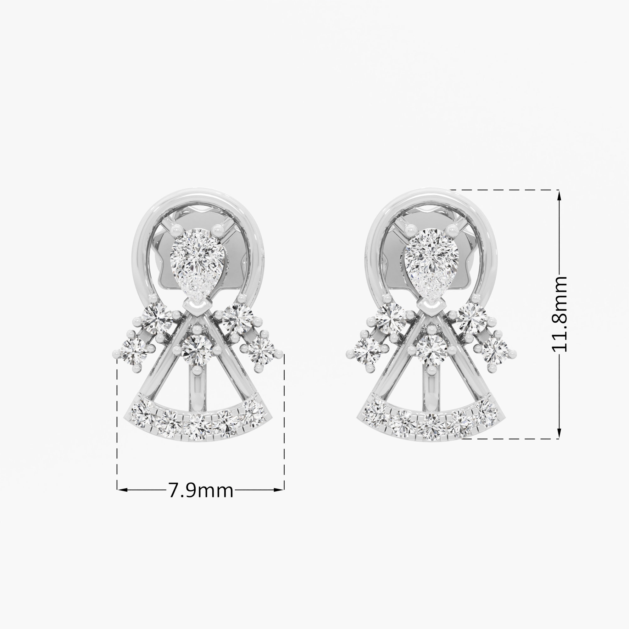 Cascade Bell Stud Earrings in 9KT White Gold (Diamond Quality: FG-VVS VS)