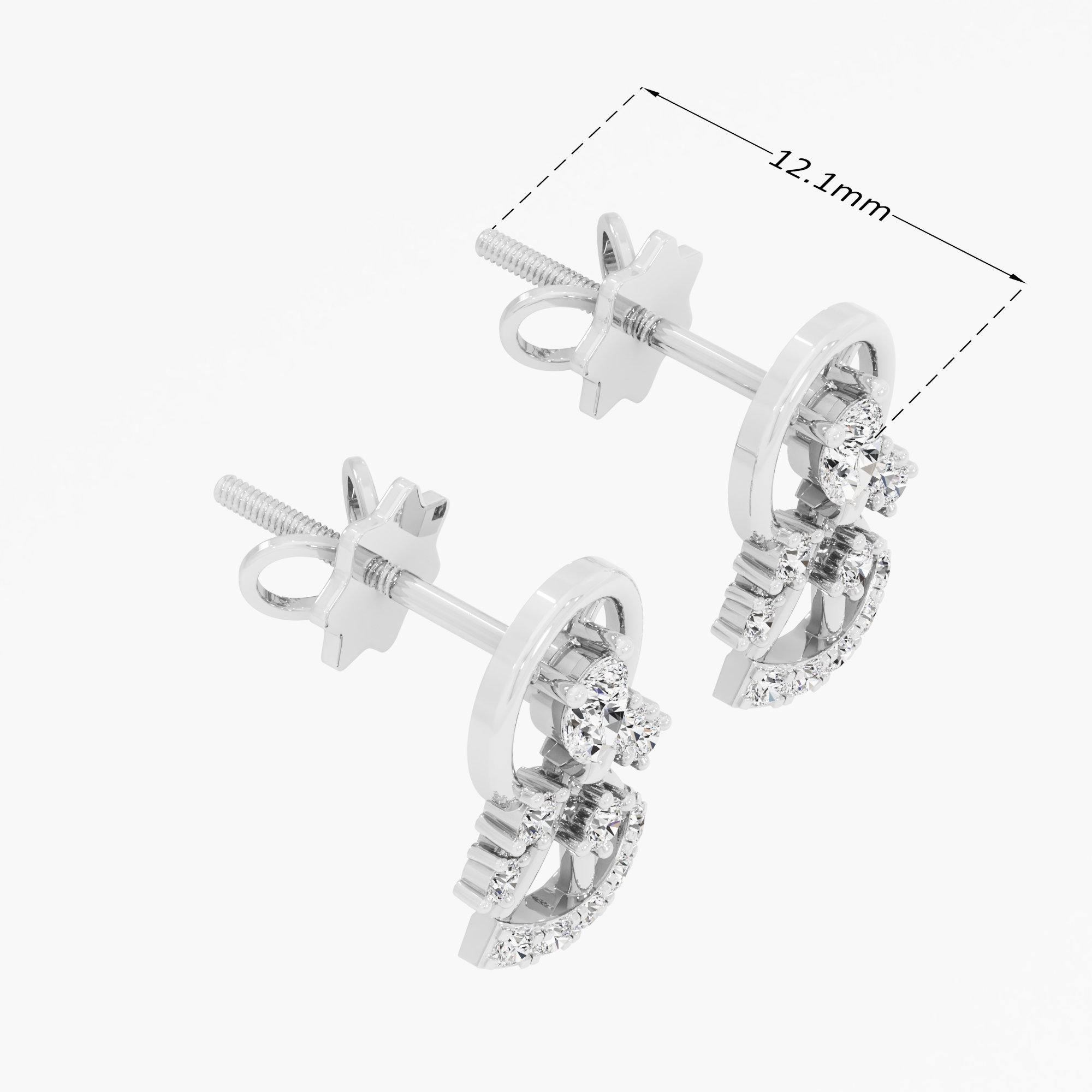 Cascade Bell Stud Earrings in 9KT White Gold (Diamond Quality: FG-VVS VS)