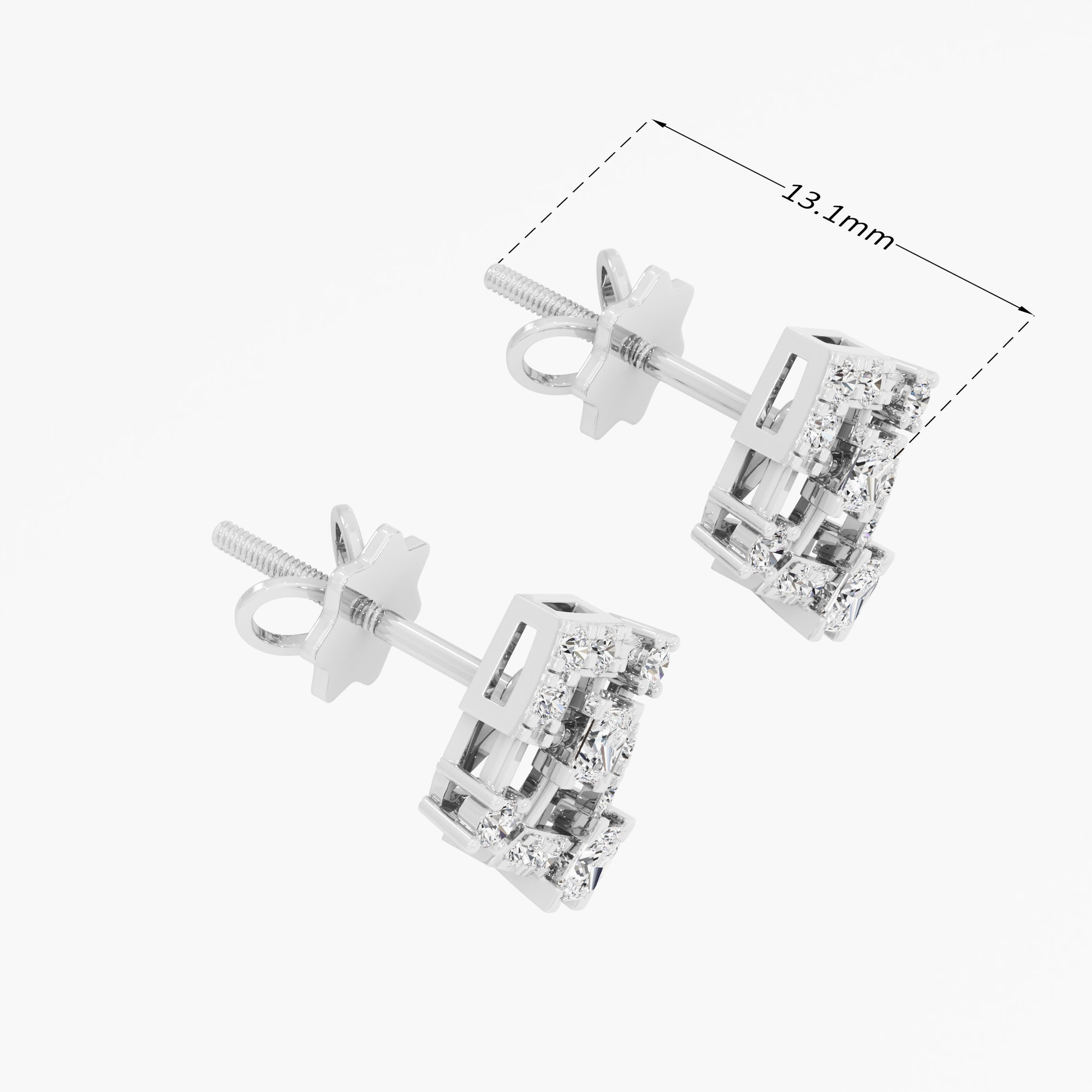 Twin Kite Stud Earrings in 9KT White Gold (Diamond Quality: FG-VVS VS)