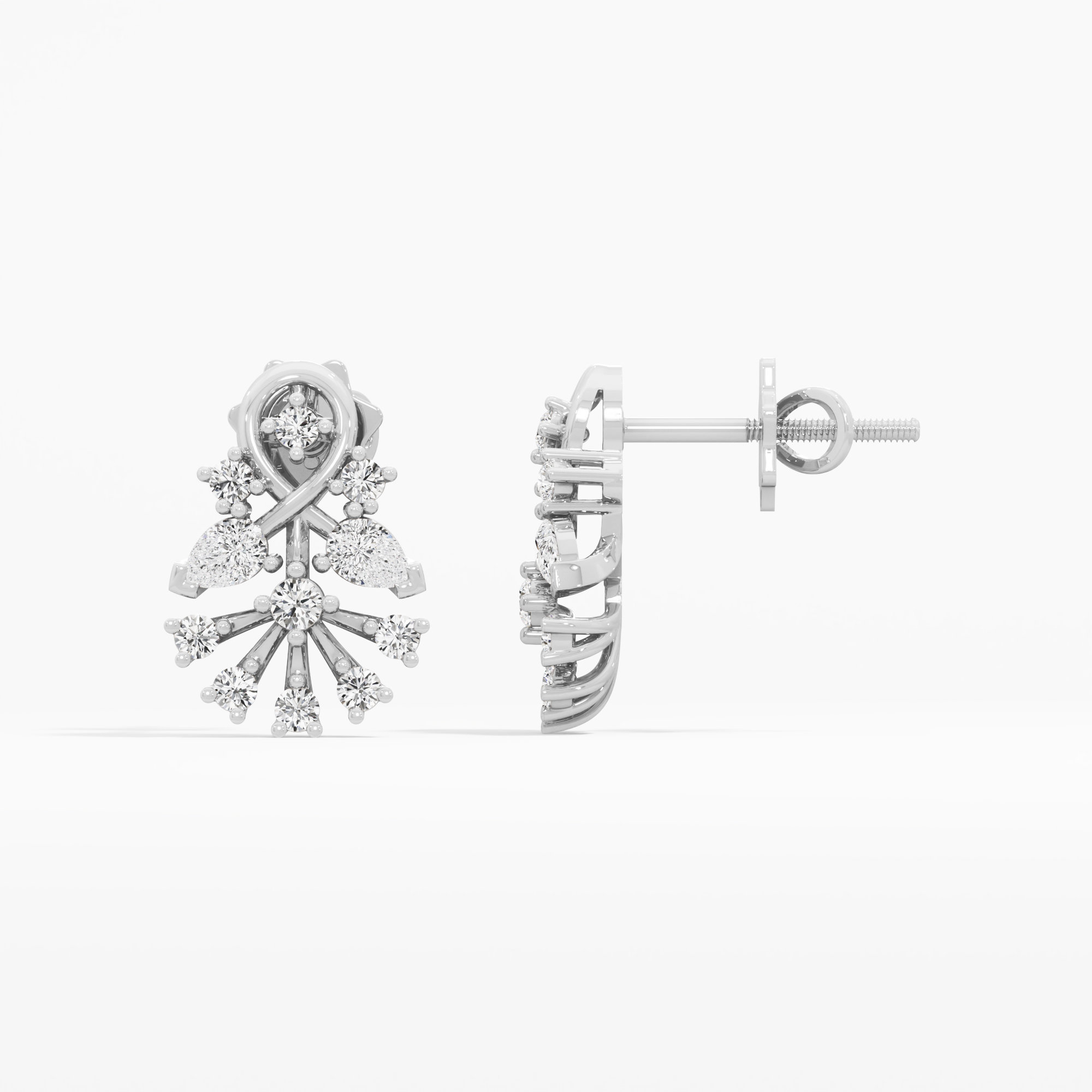 Braided Blaze Stud Earrings in 9KT White Gold (Diamond Quality: FG-VVS VS)