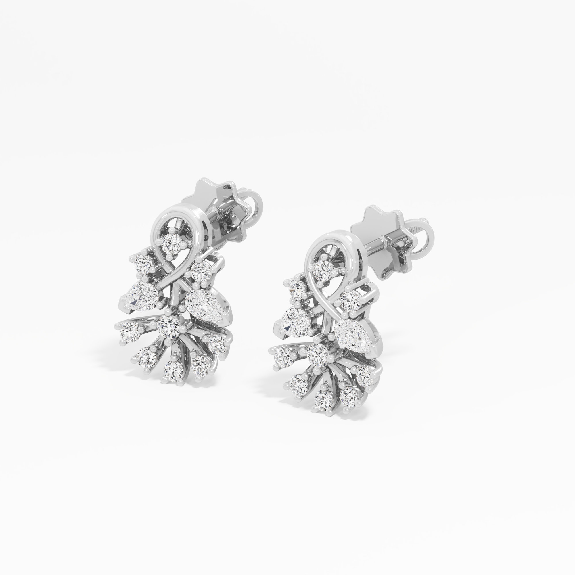 Braided Blaze Stud Earrings in 9KT White Gold (Diamond Quality: FG-VVS VS)