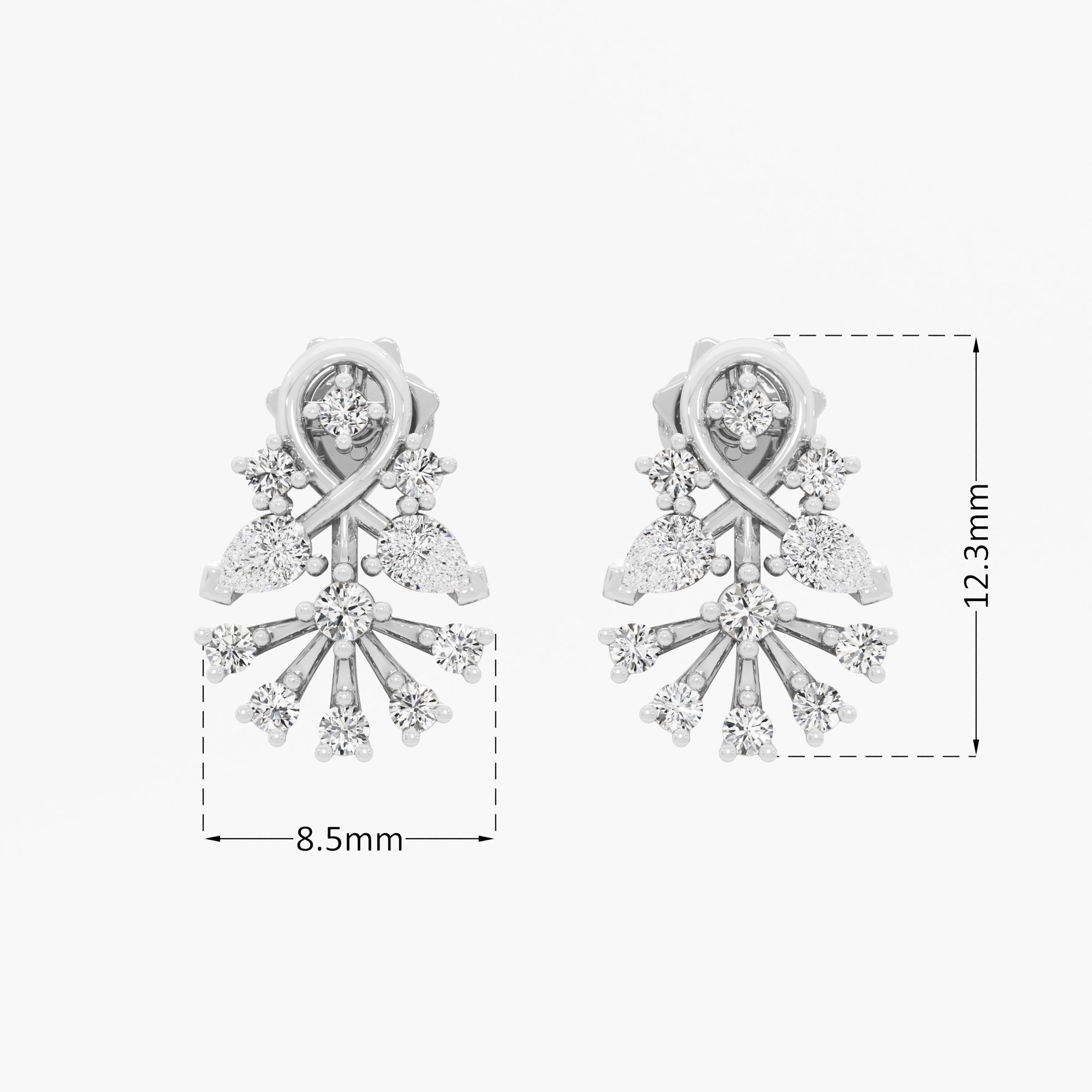 Braided Blaze Stud Earrings in 9KT White Gold (Diamond Quality: FG-VVS VS)