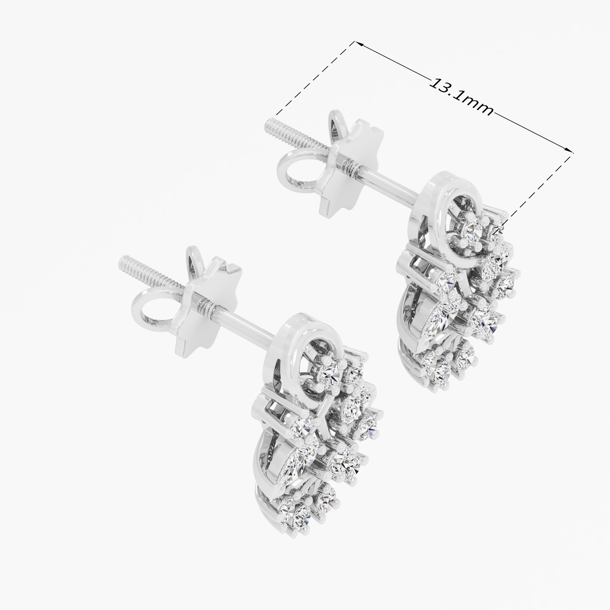 Braided Blaze Stud Earrings in 9KT White Gold (Diamond Quality: FG-VVS VS)
