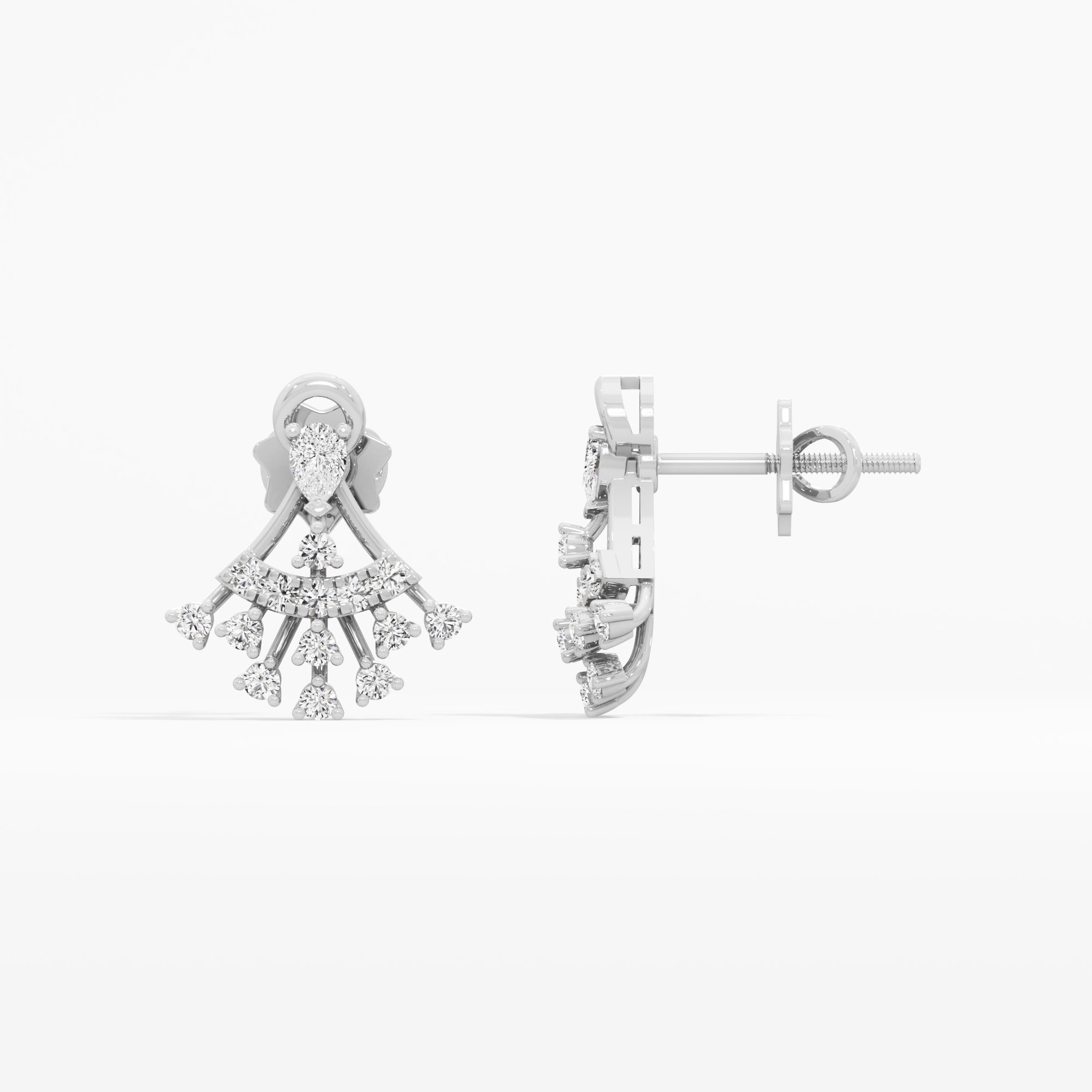 Starburst Spray Stud Earrings in 9KT White Gold (Diamond Quality: FG-VVS VS)