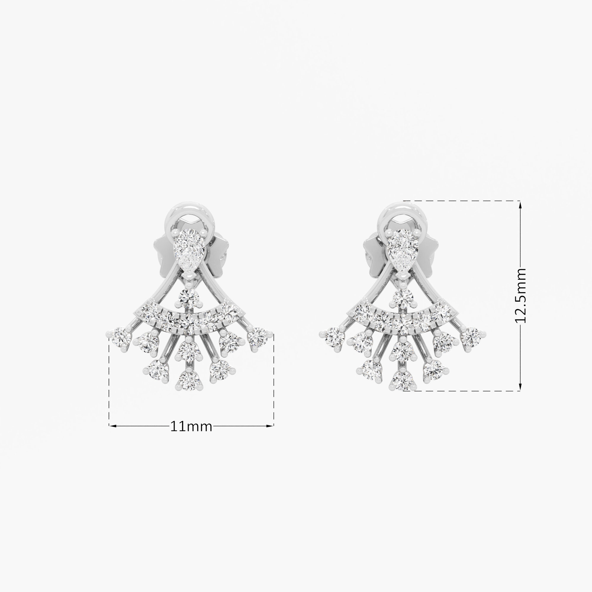 Starburst Spray Stud Earrings in 9KT White Gold (Diamond Quality: FG-VVS VS)