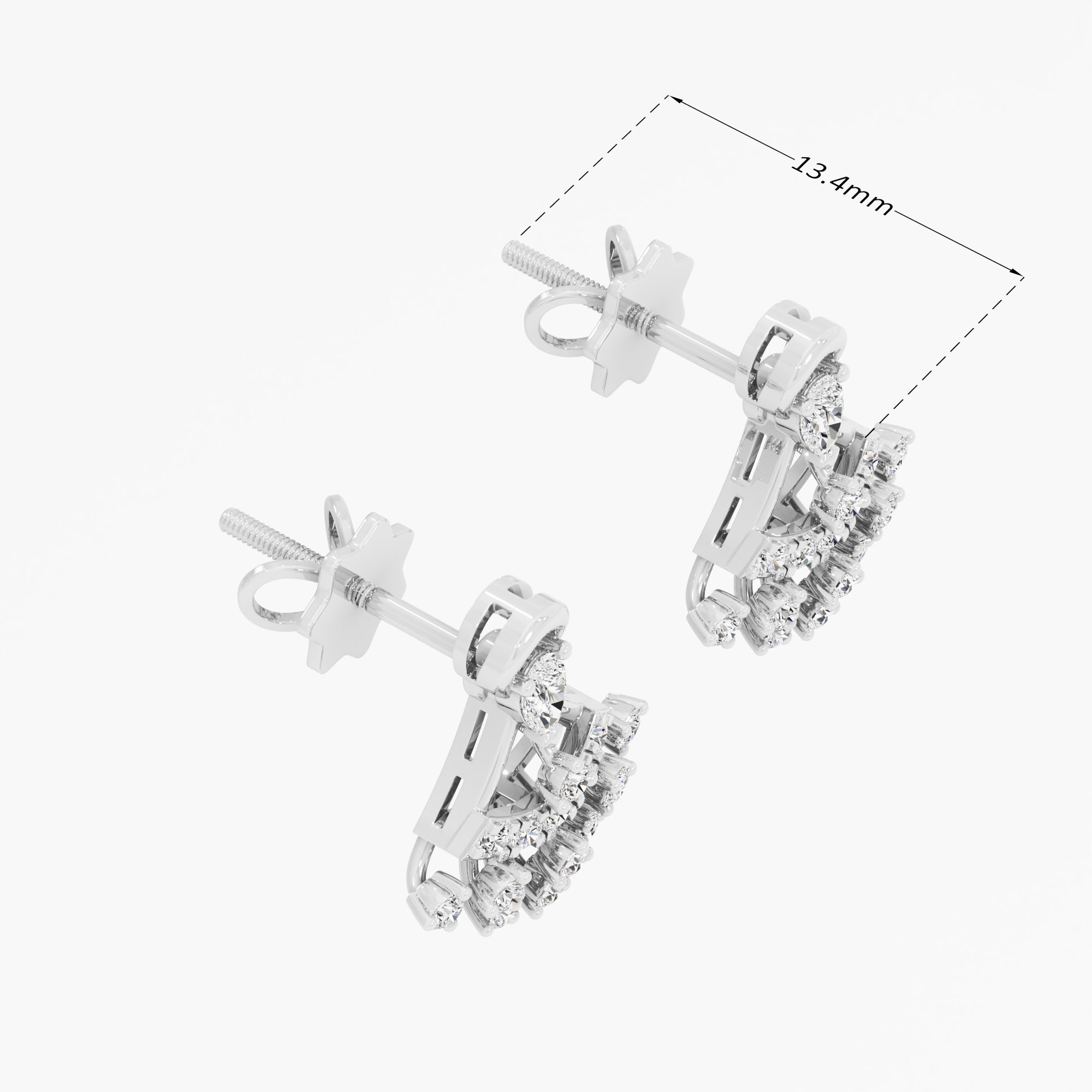 Starburst Spray Stud Earrings in 9KT White Gold (Diamond Quality: FG-VVS VS)