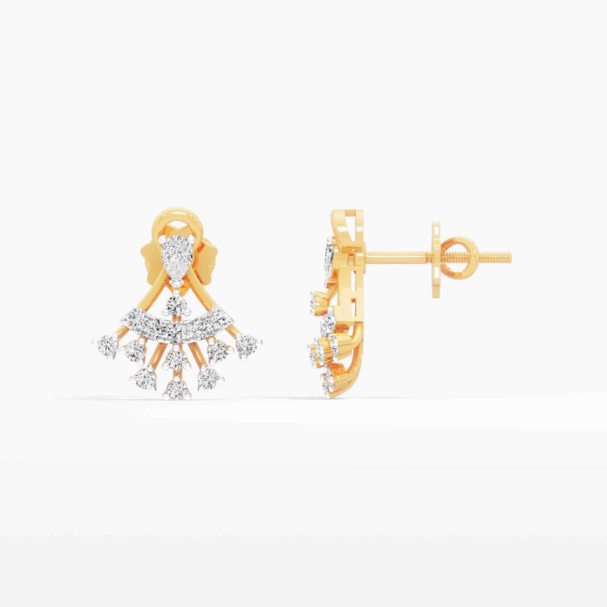 Starburst Spray Stud Earrings in 9KT Yellow Gold (Diamond Quality: FG-VVS VS)