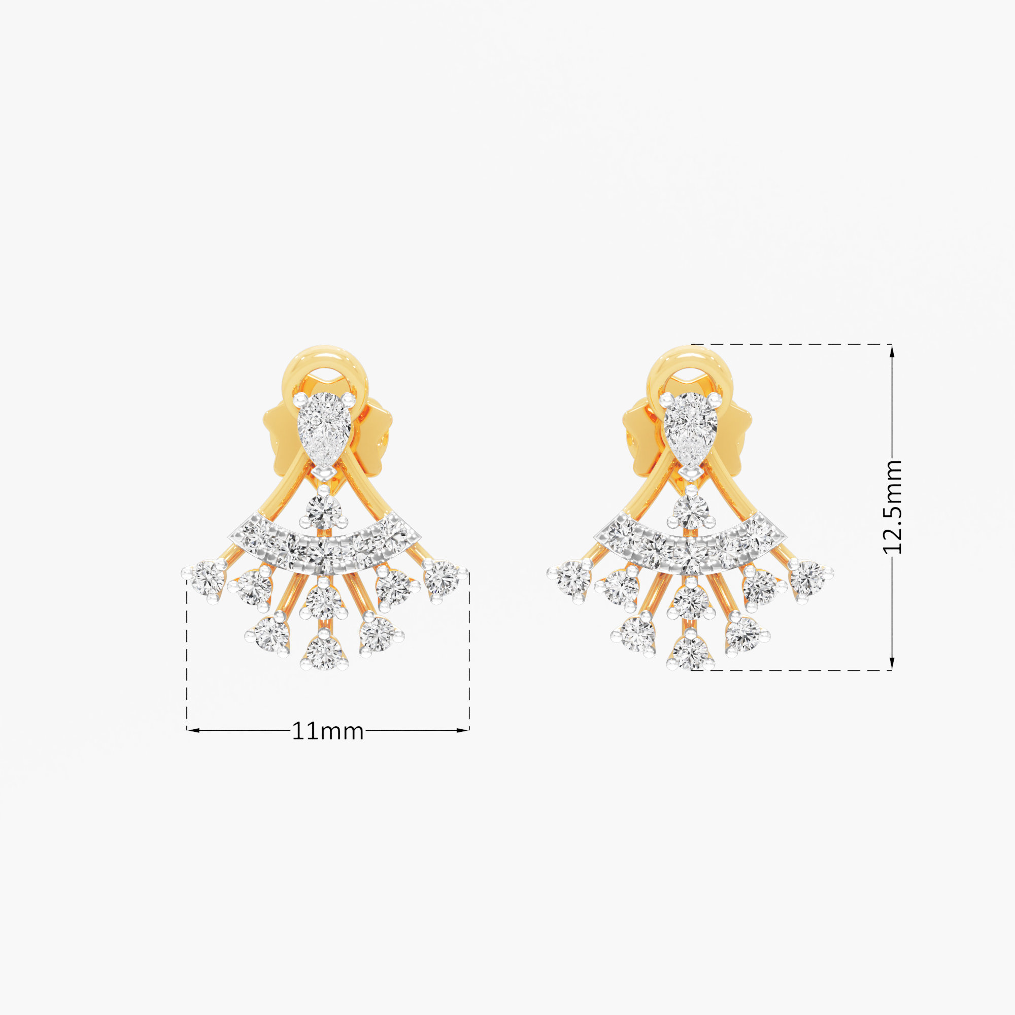 Starburst Spray Stud Earrings in 9KT Yellow Gold (Diamond Quality: FG-VVS VS)