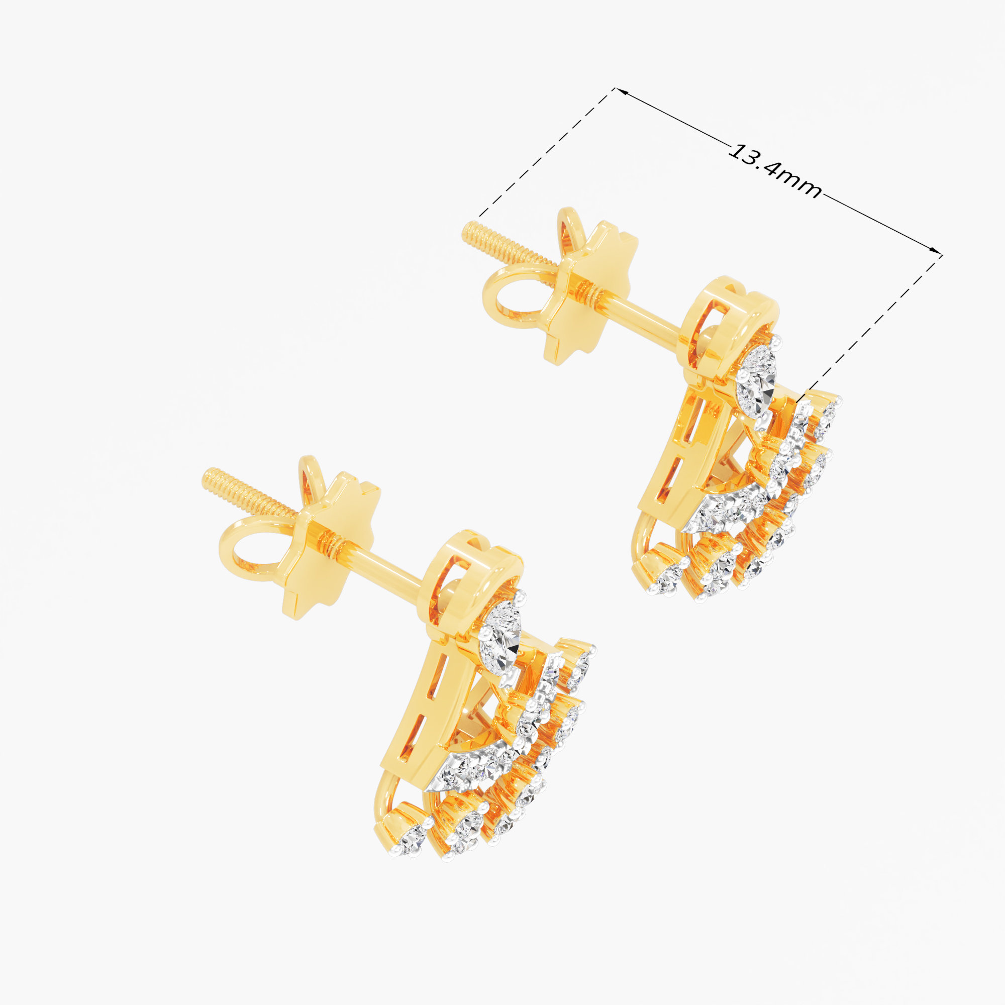 Starburst Spray Stud Earrings in 9KT Yellow Gold (Diamond Quality: FG-VVS VS)