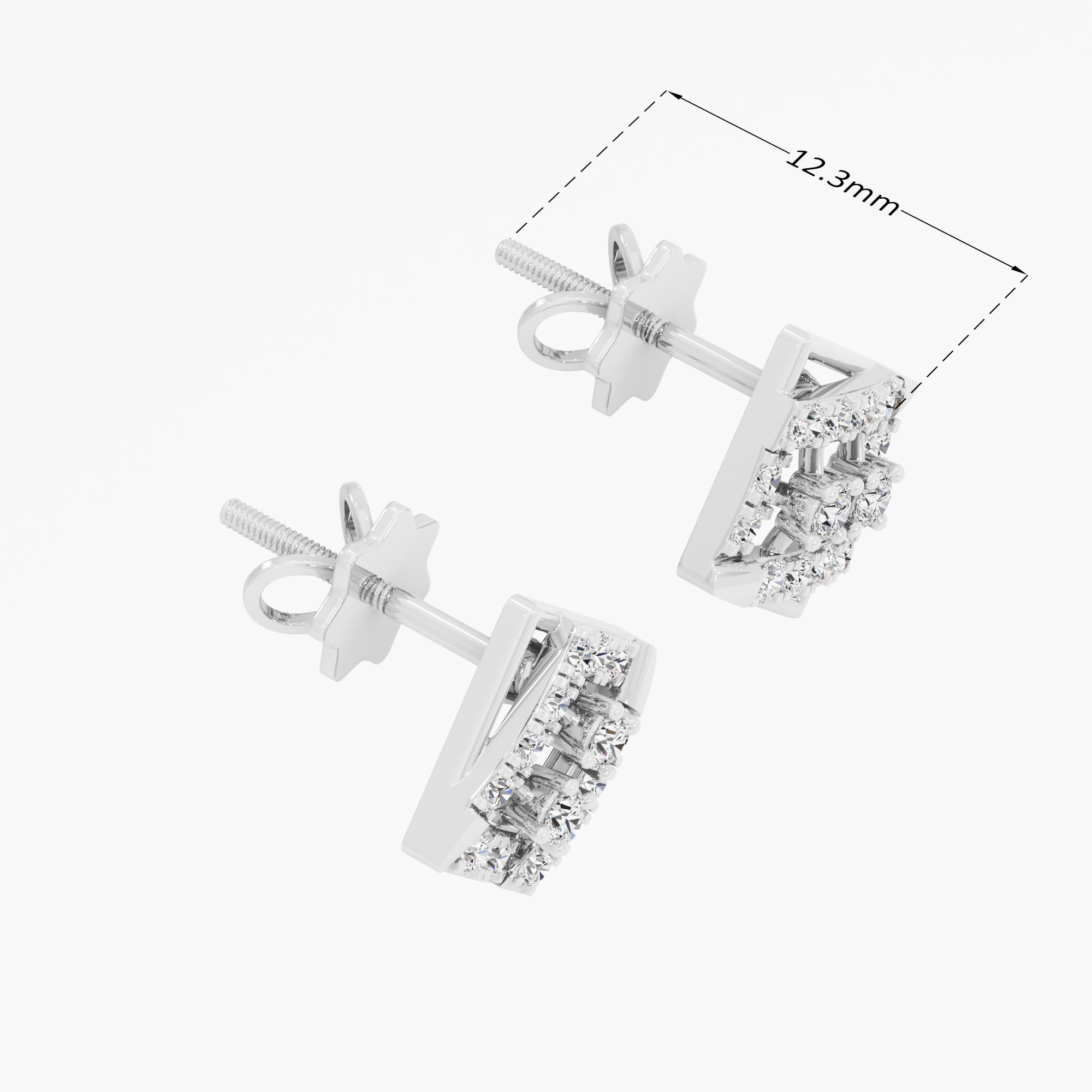 Diamond Lattice Stud Earrings in 9KT White Gold (Diamond Quality: FG-VVS VS)