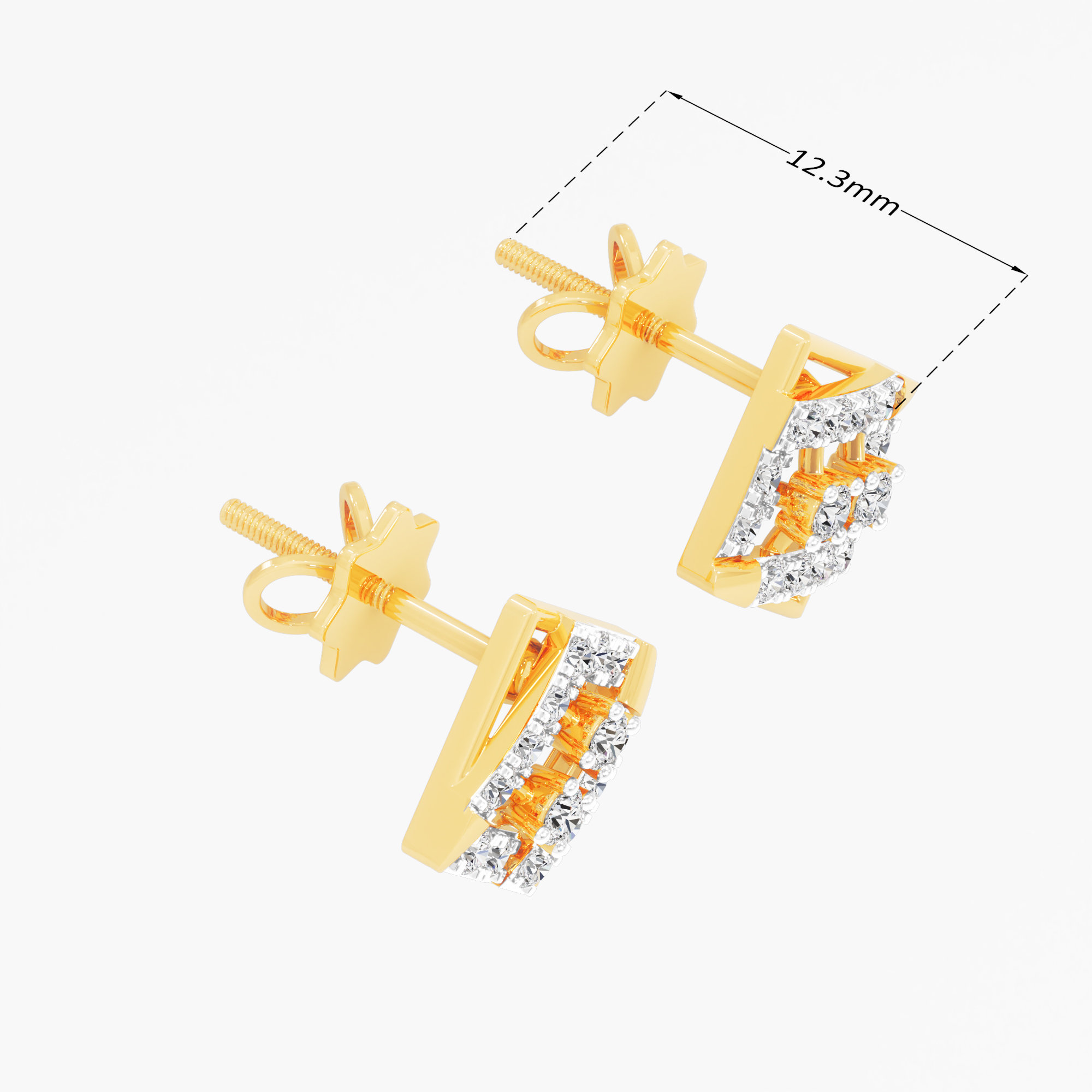 Diamond Lattice Stud Earrings in 9KT Yellow Gold (Diamond Quality: FG-VVS VS)