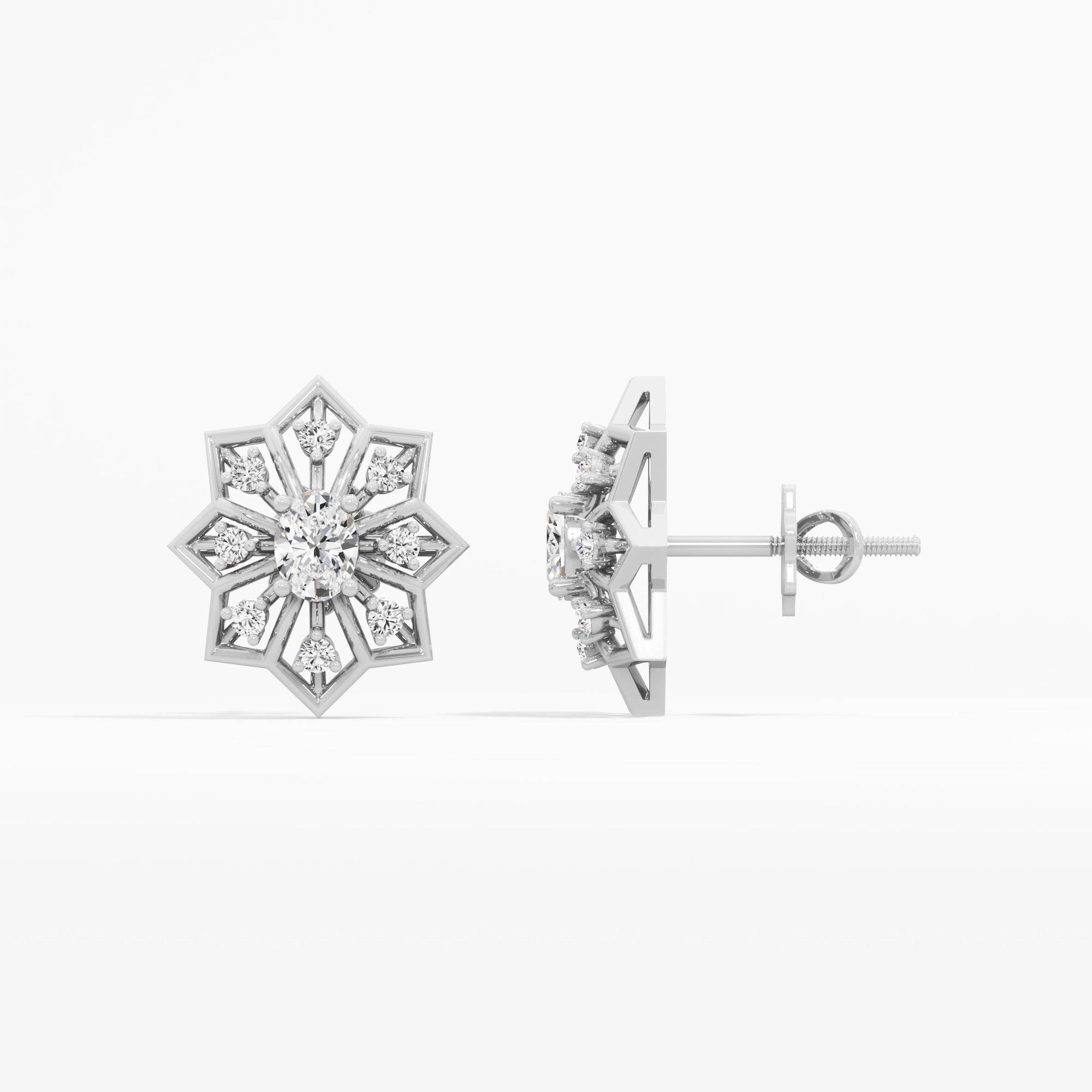 Northern Star Stud Earrings in 9KT White Gold (Diamond Quality: FG-VVS VS)