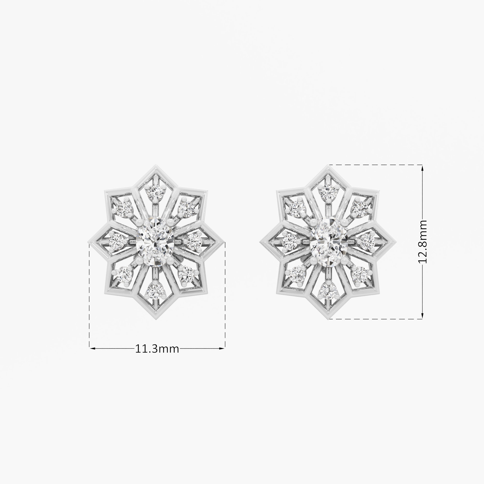 Northern Star Stud Earrings in 9KT White Gold (Diamond Quality: FG-VVS VS)