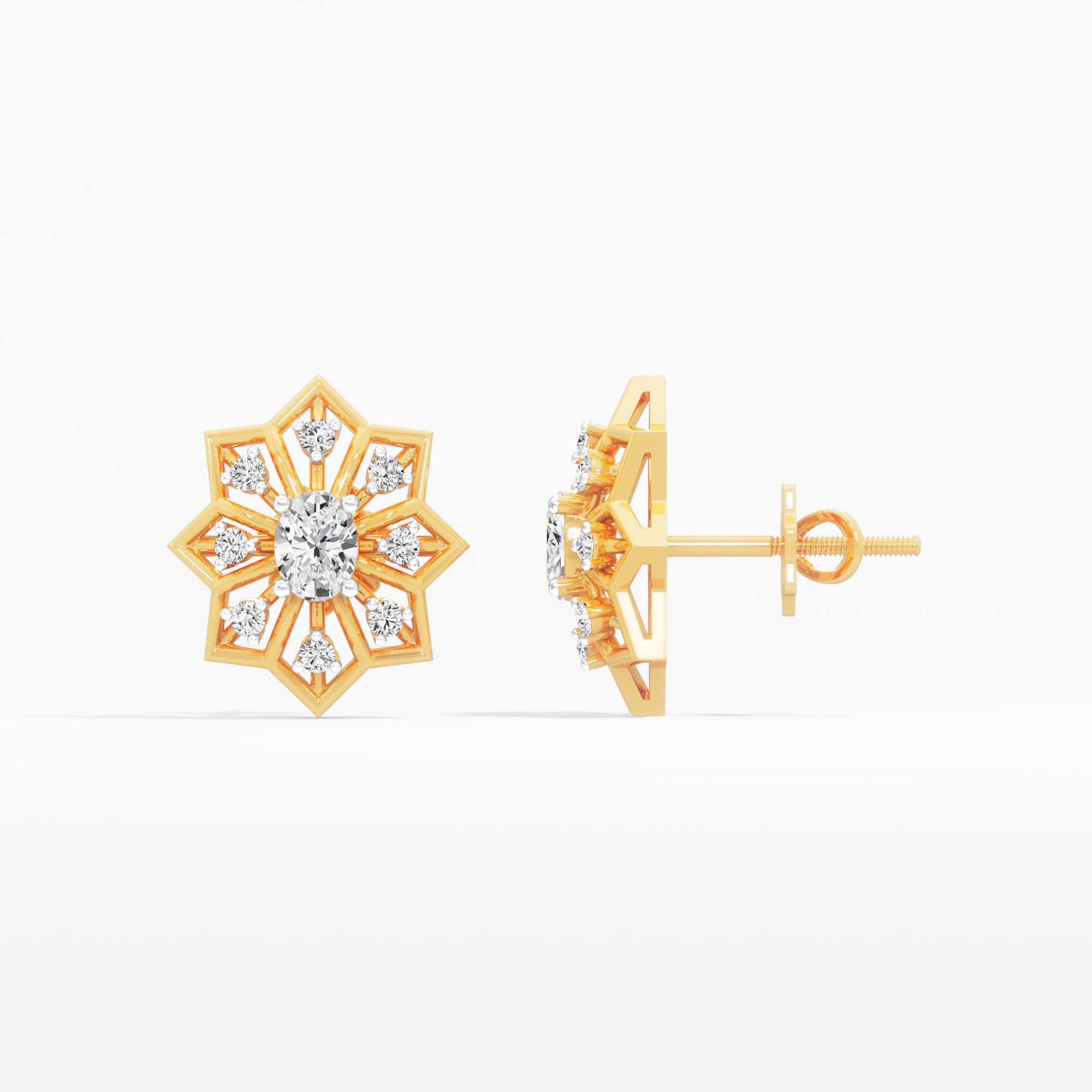 Northern Star Stud Earrings in 9KT Yellow Gold (Diamond Quality: FG-VVS VS)
