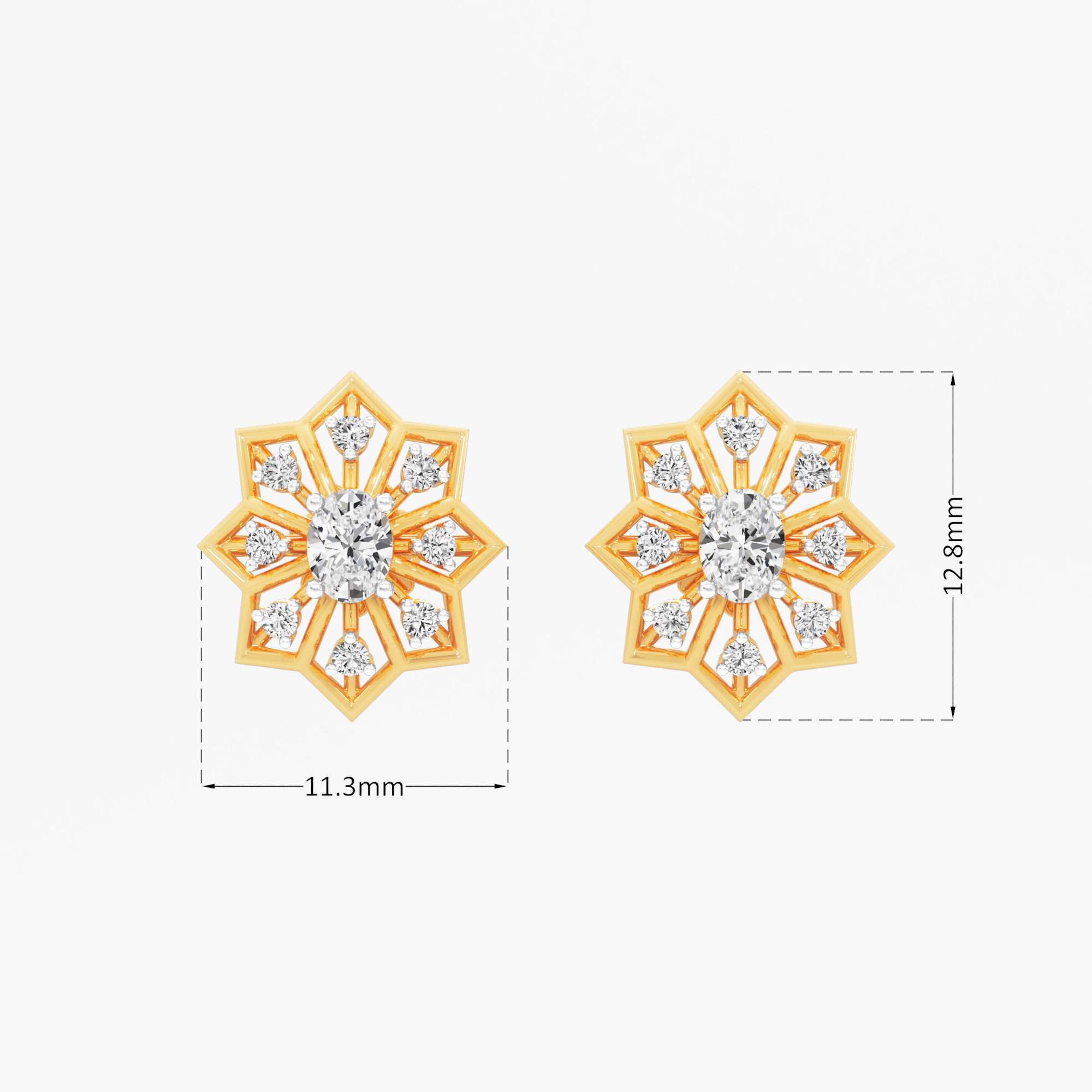 Northern Star Stud Earrings in 9KT Yellow Gold (Diamond Quality: FG-VVS VS)