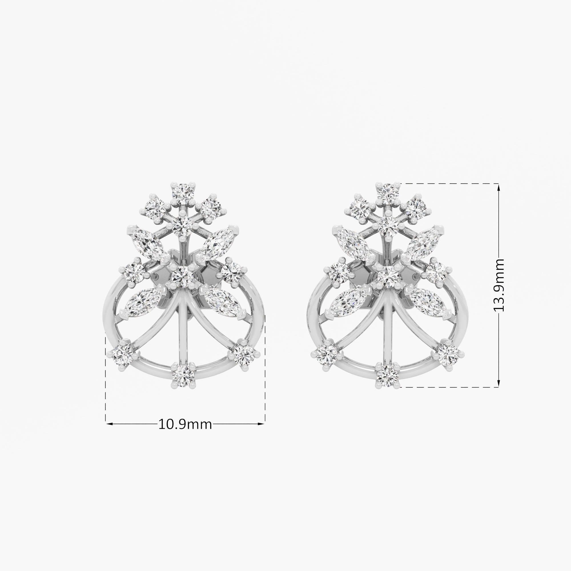 Garden Wheel Stud Earrings in 9KT White Gold (Diamond Quality: FG-VVS VS)